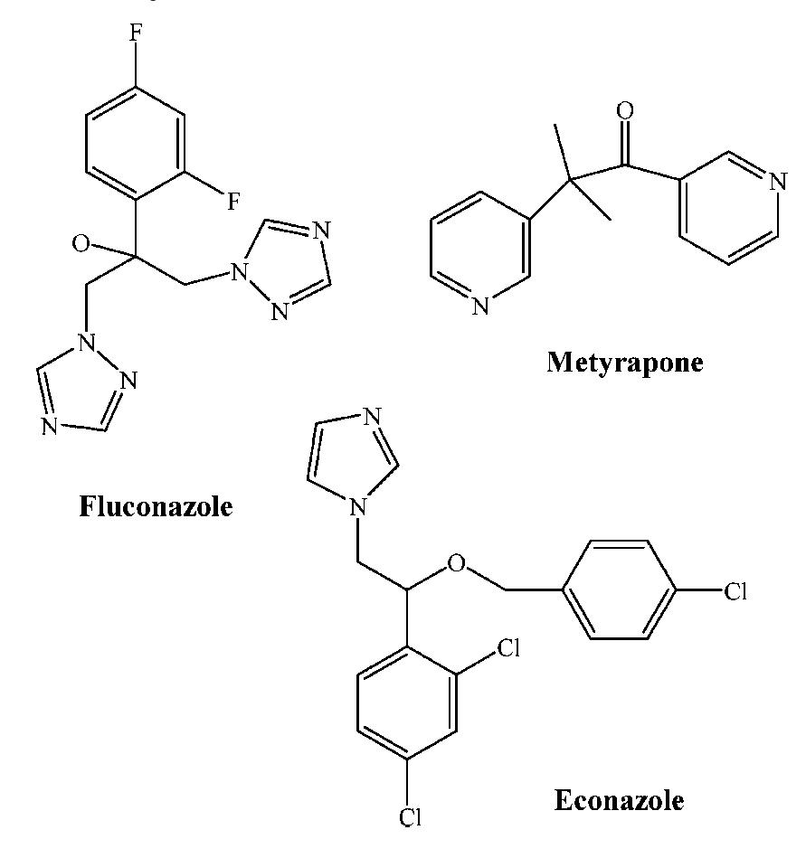 Examples of three typical azole inhibitors of p450 enzymes,
