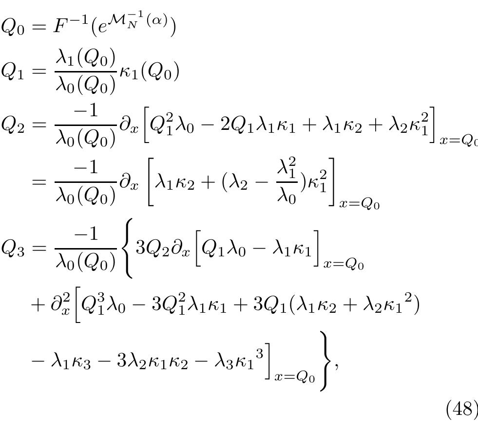 where, to simplify the notation, the dependence on z in the Aq(x) and K»(x) has been omitted.  The explicit expressions for the first four coefficients are 