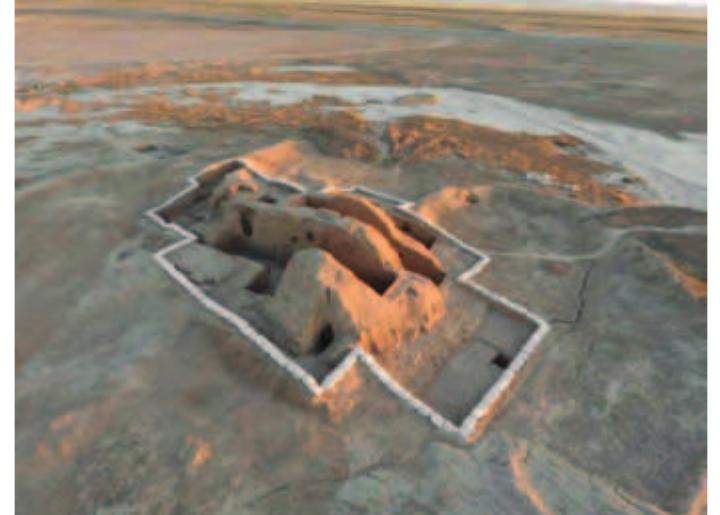 Fig. 15. Air view of the temple after excavation from the north-east.  Fig. 14. Detailed air view of the excavations. 