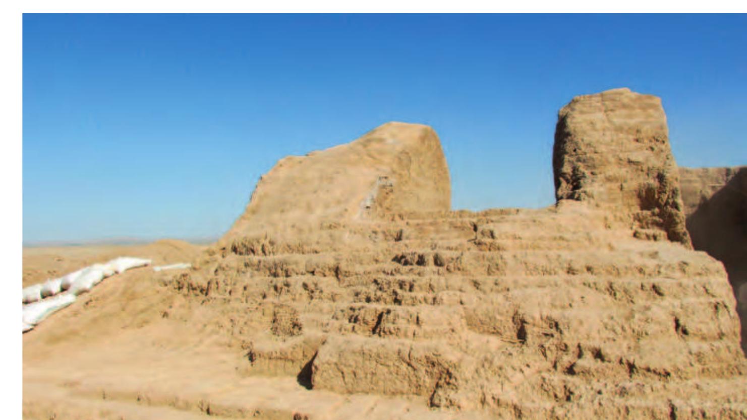 Fig. 63. The area north of Room | from the north. Note a possible buttress on the outer wall of the temple in the middle foreground. 