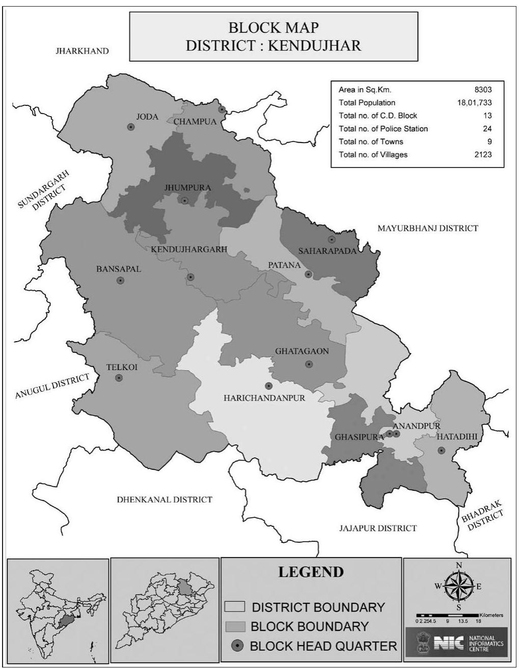 Figure 1: Location of Keonjhar district and Banspal block!2! 