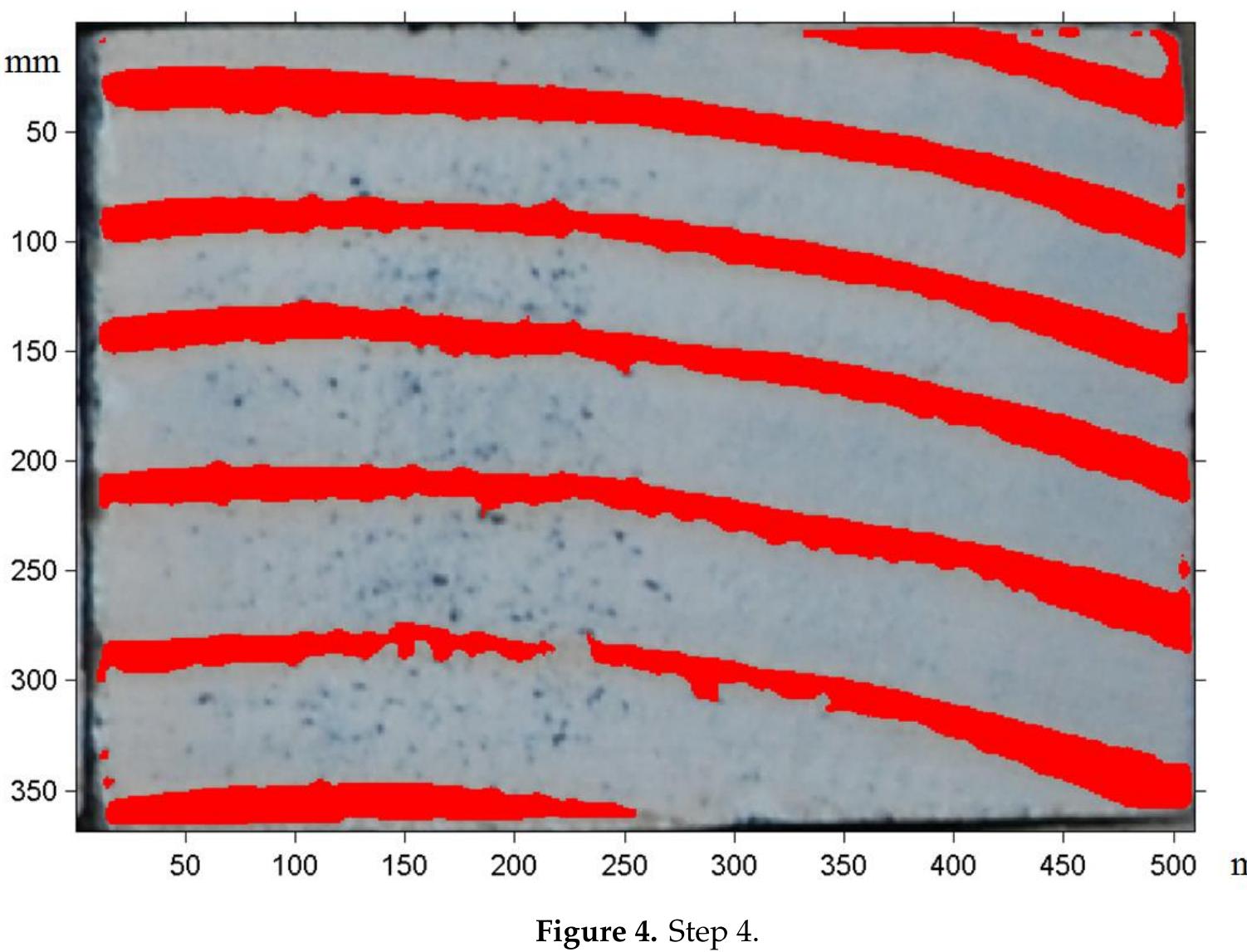 Determining the number of pixels, which marks the late wood area, respectively, established the ratio between A/A2 the respective A/A, pixels (Step 5).  To do this, we applied as an investigation method the Video Image Correlation (VIC-3D) that is a full-field one. If we considered the 3D version, this practically eliminated all disadvantages or limitations of the other experimental methods. The system consisted of two high-resolution video cameras. The setup consisted of a tripod and a high-precision connecting rod, where the cameras were fixed (see Figure 5). 