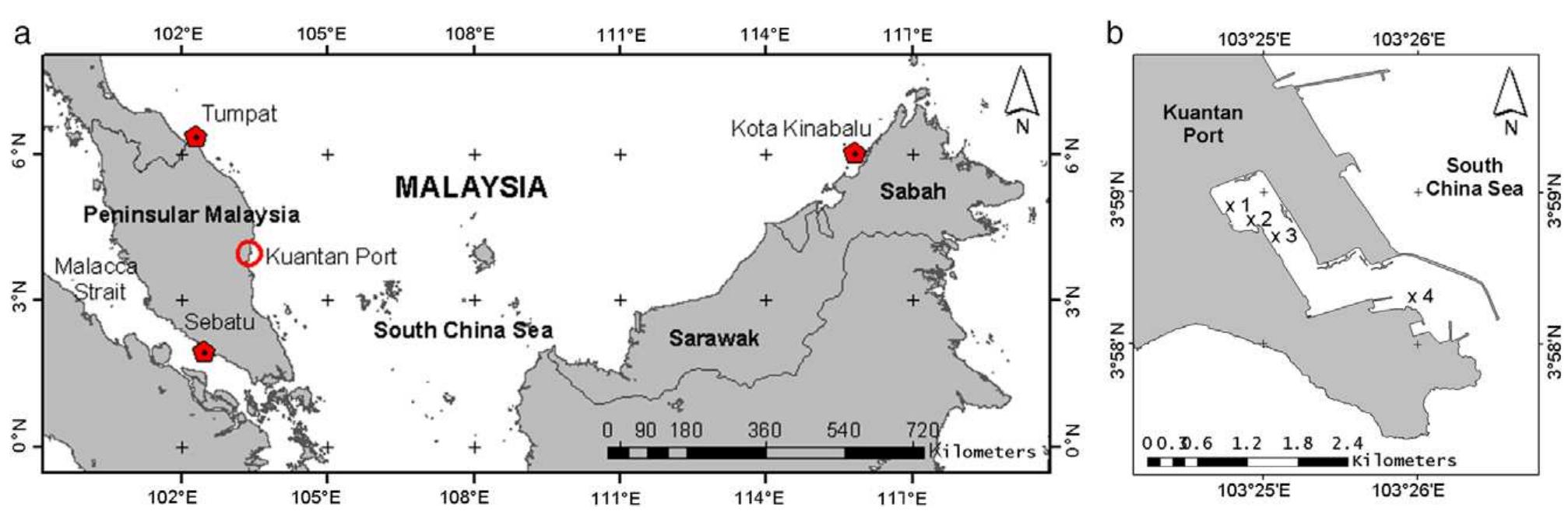 Map of malaysia showing; (a) areas where paralytic shellfish