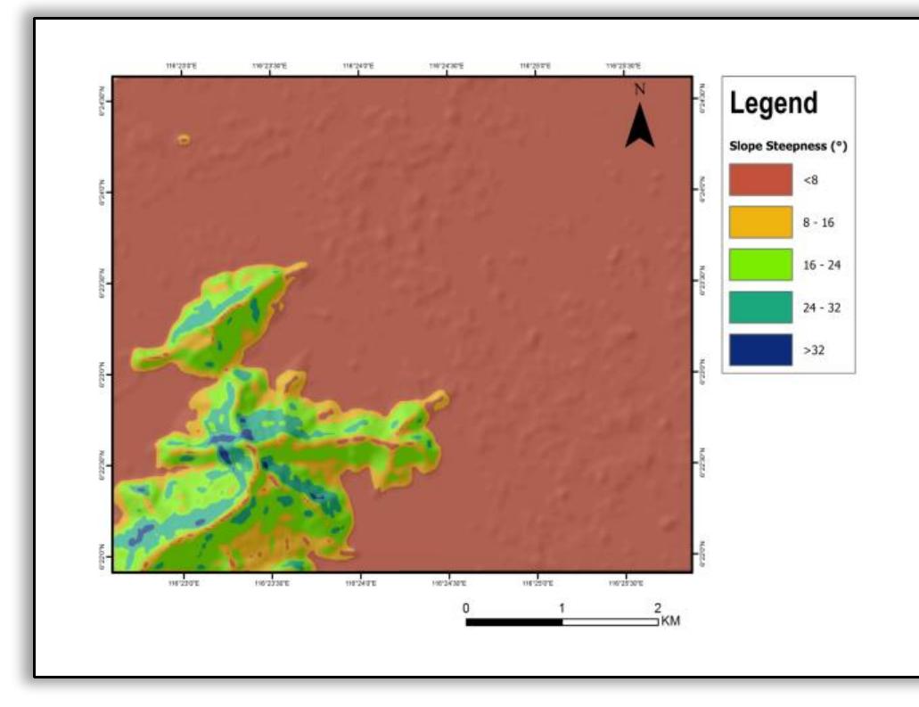 Slope Map.pdf A slope steepness map of the studied area.