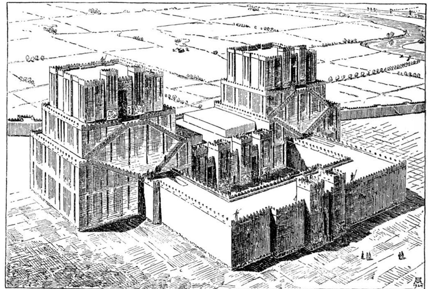 First reconstruction drawing of the anu-adad temple by