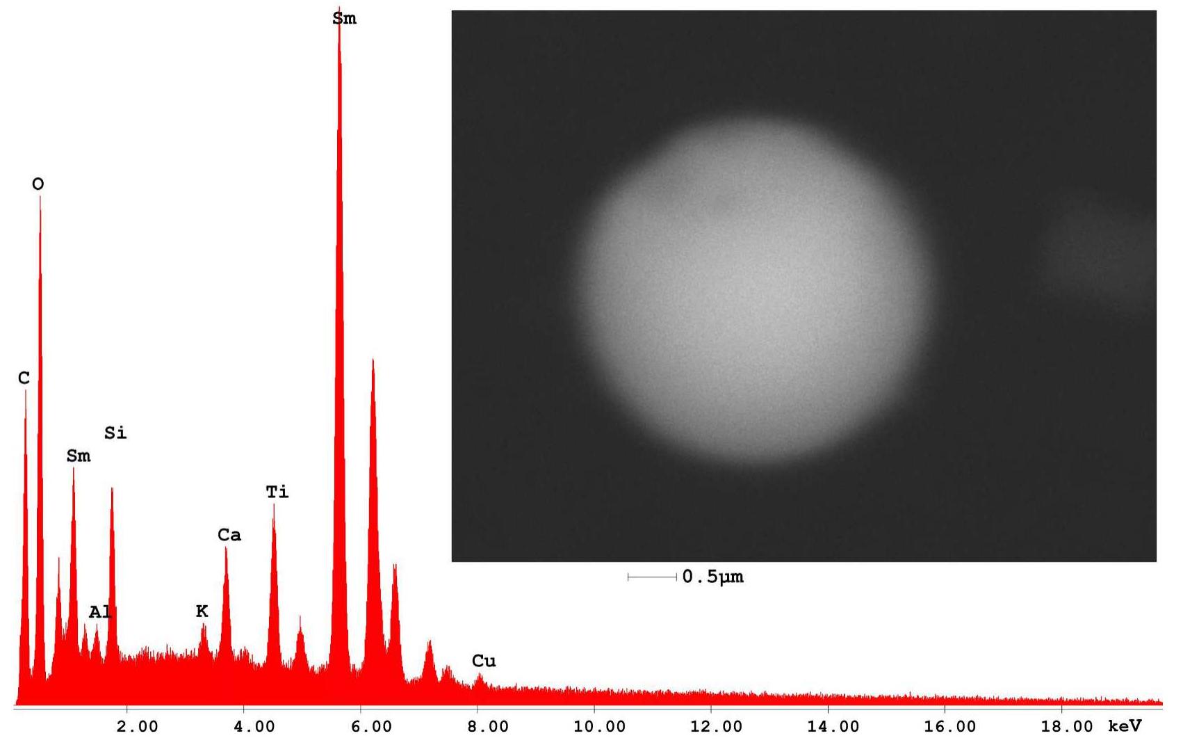 Fig. 1a. Typical GSR particle collected inside a FIOCCHI-RIS spent cartridge case. 