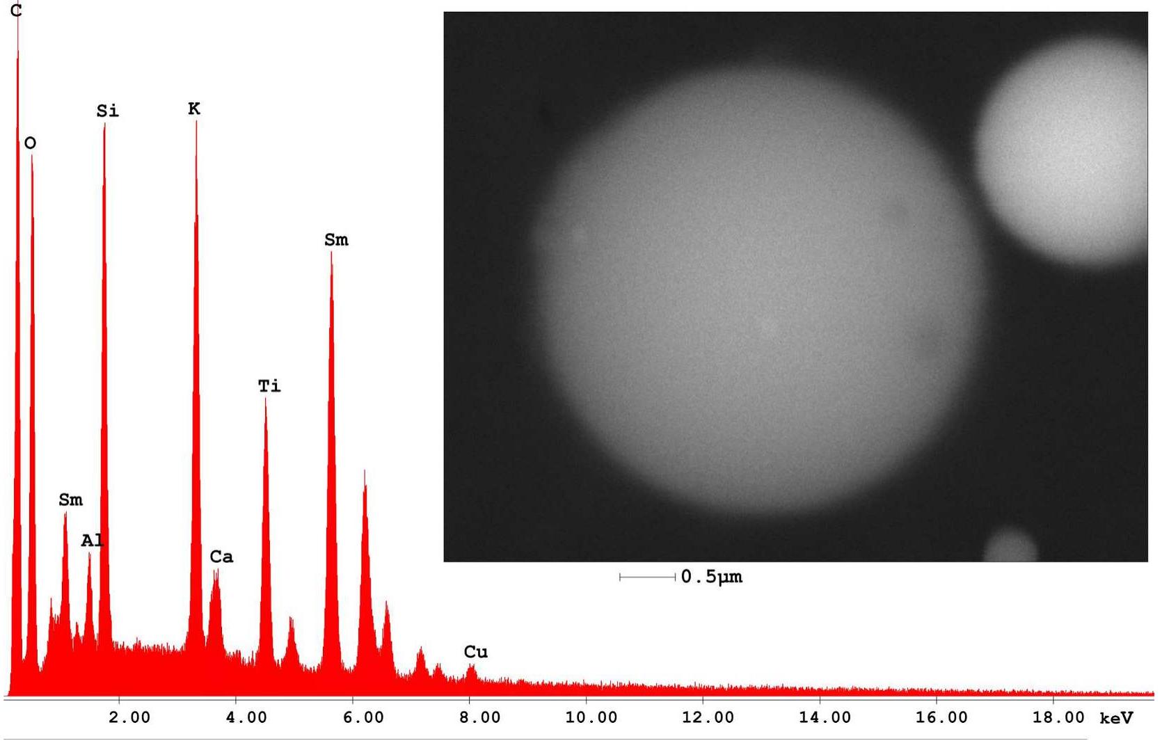 Fig. 1b. Typical GSR particle collected inside a FIOCCHI-RIS spent cartridge case. 