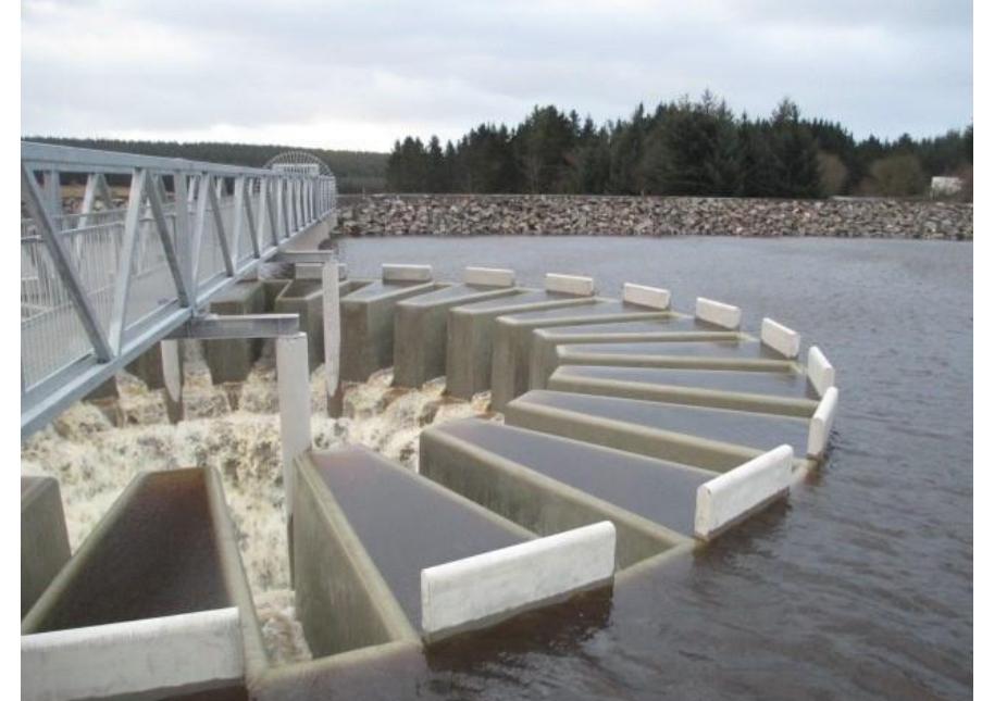 Papaya spillway, black esk dam, scotland, uk [10]. in 2010s,