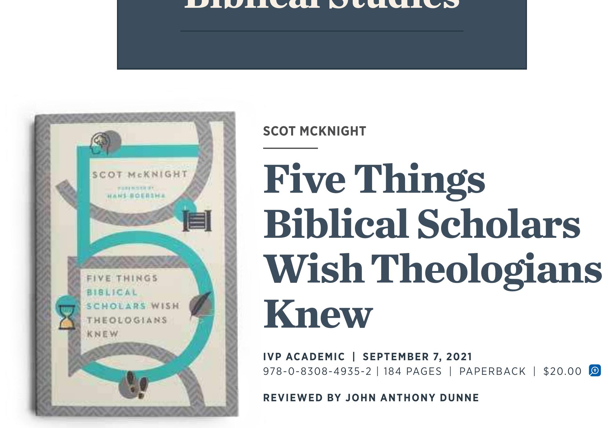 (PDF) A Review of Scot McKnight, Five Things Biblical Scholars Wish ...