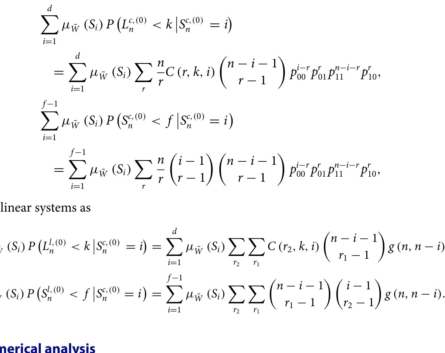 In this section we will give some numerical results and figures about profust reliabilities of the systems having two failure criteria. Besides, we will compare the profust reliabilities of the systems having single and two failure criteria and also profust and conventional reliabilities of the systems. We will present the effect of Markov dependency and iid assumption on the systems. Linear and circular sequences of components are also evaluated separately. 