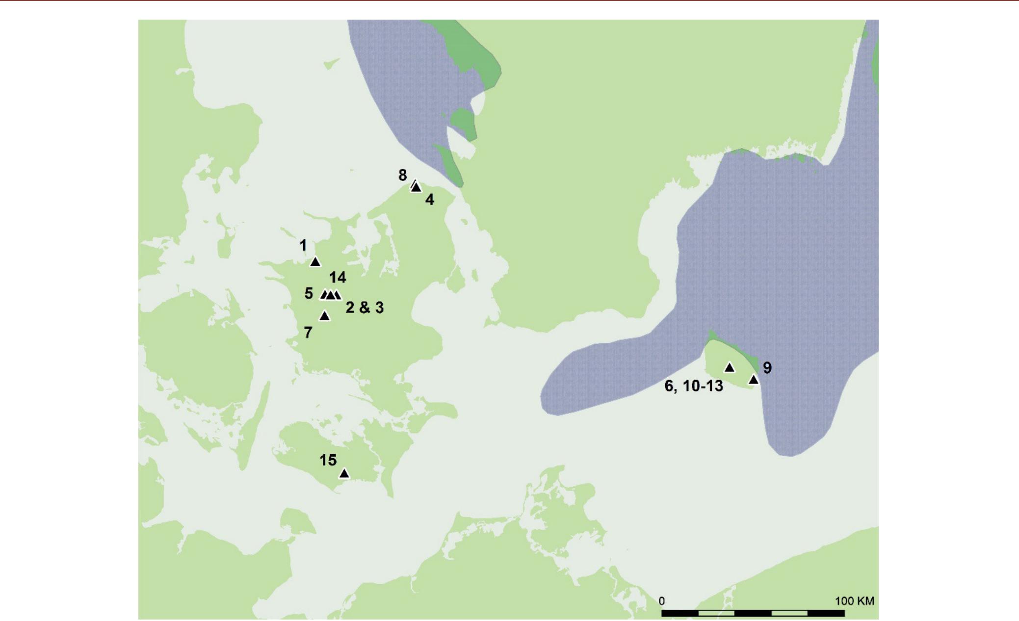 Map. location of the oldest indented bone armatures