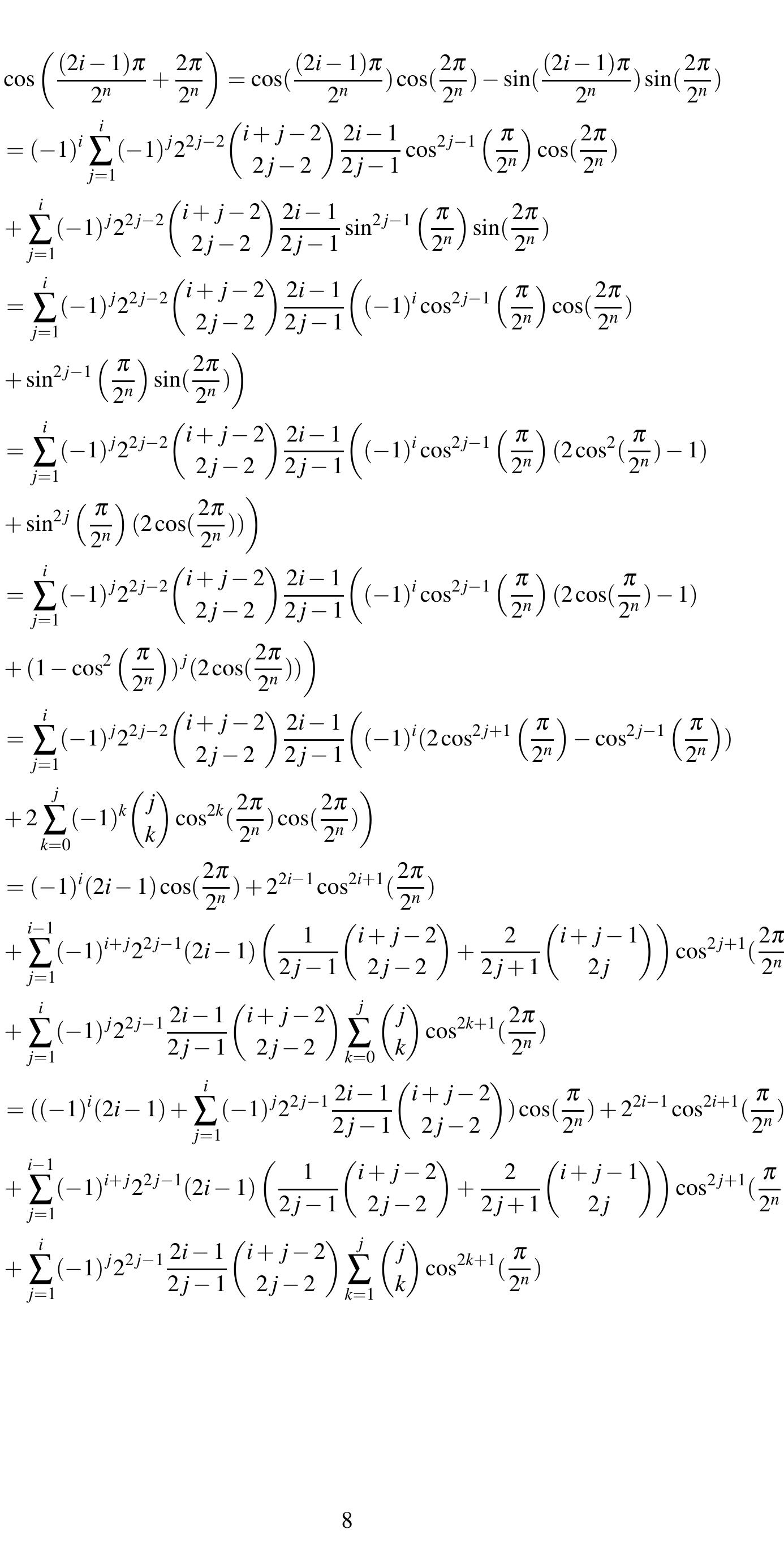 Table 1 - from Powers of Cosine and Sine