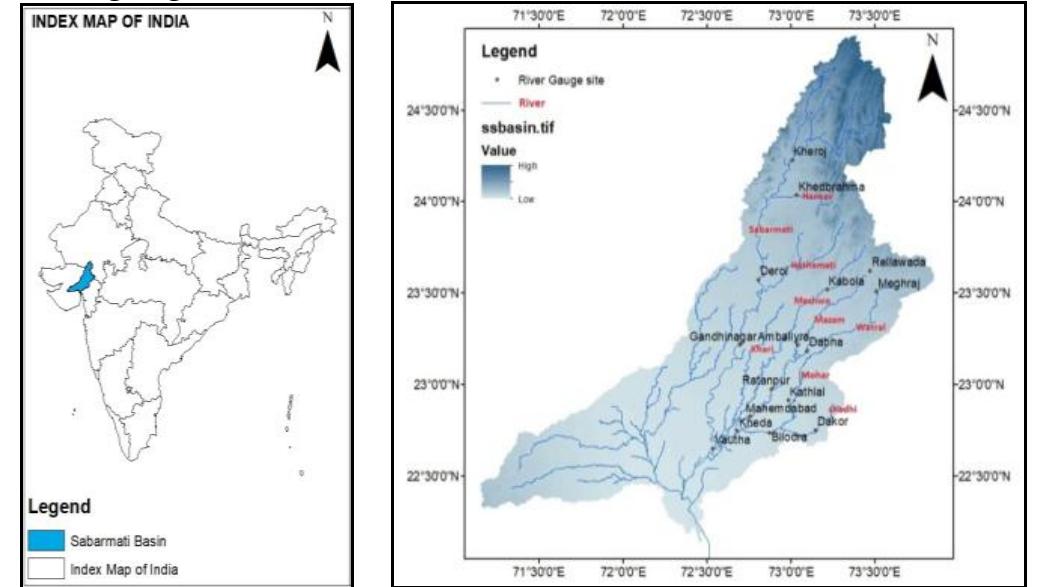 Sabarmati Map Figure 1 - from Flood Frequency Analysis in Sabarmati River