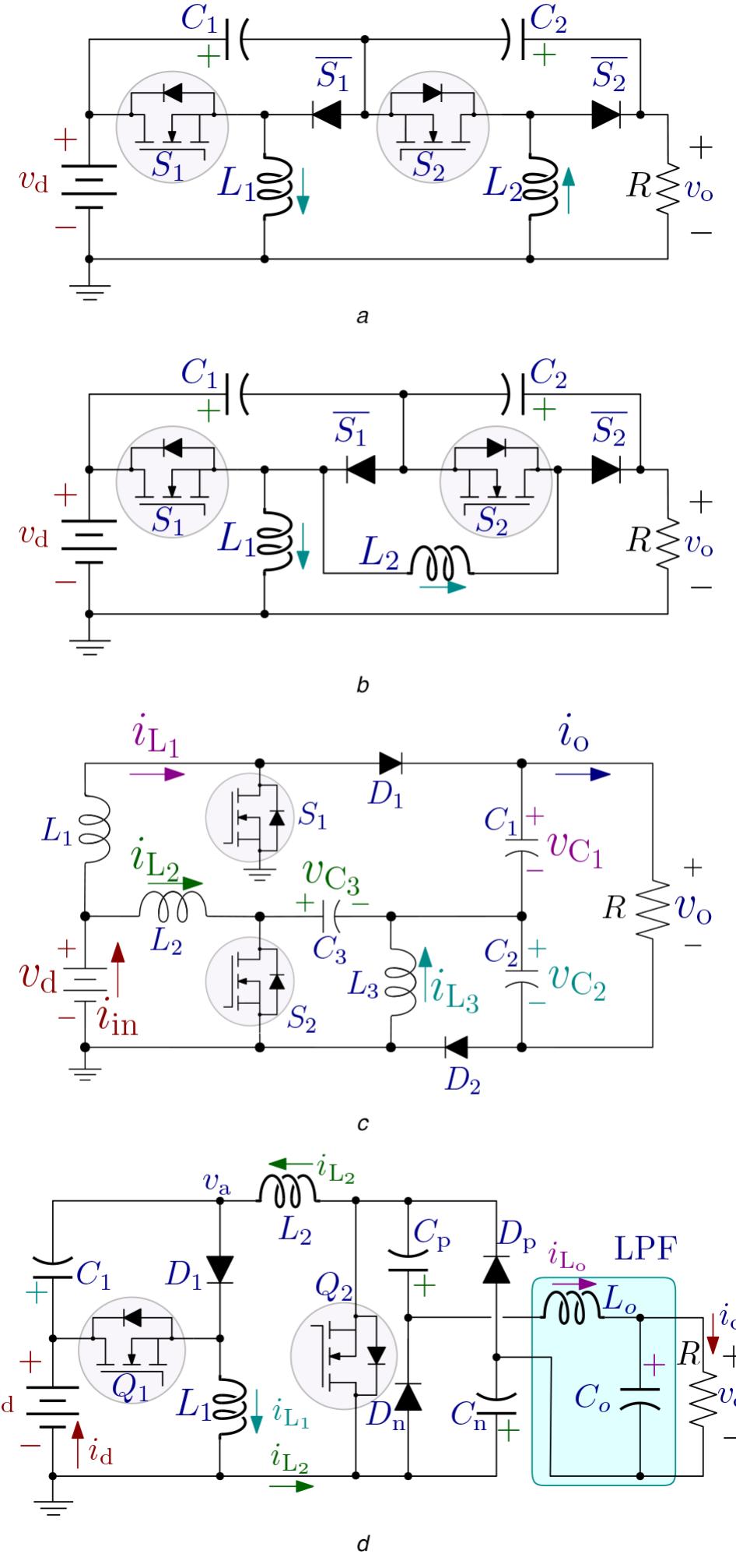 Quadratic boost converter topologies (a) topology presented