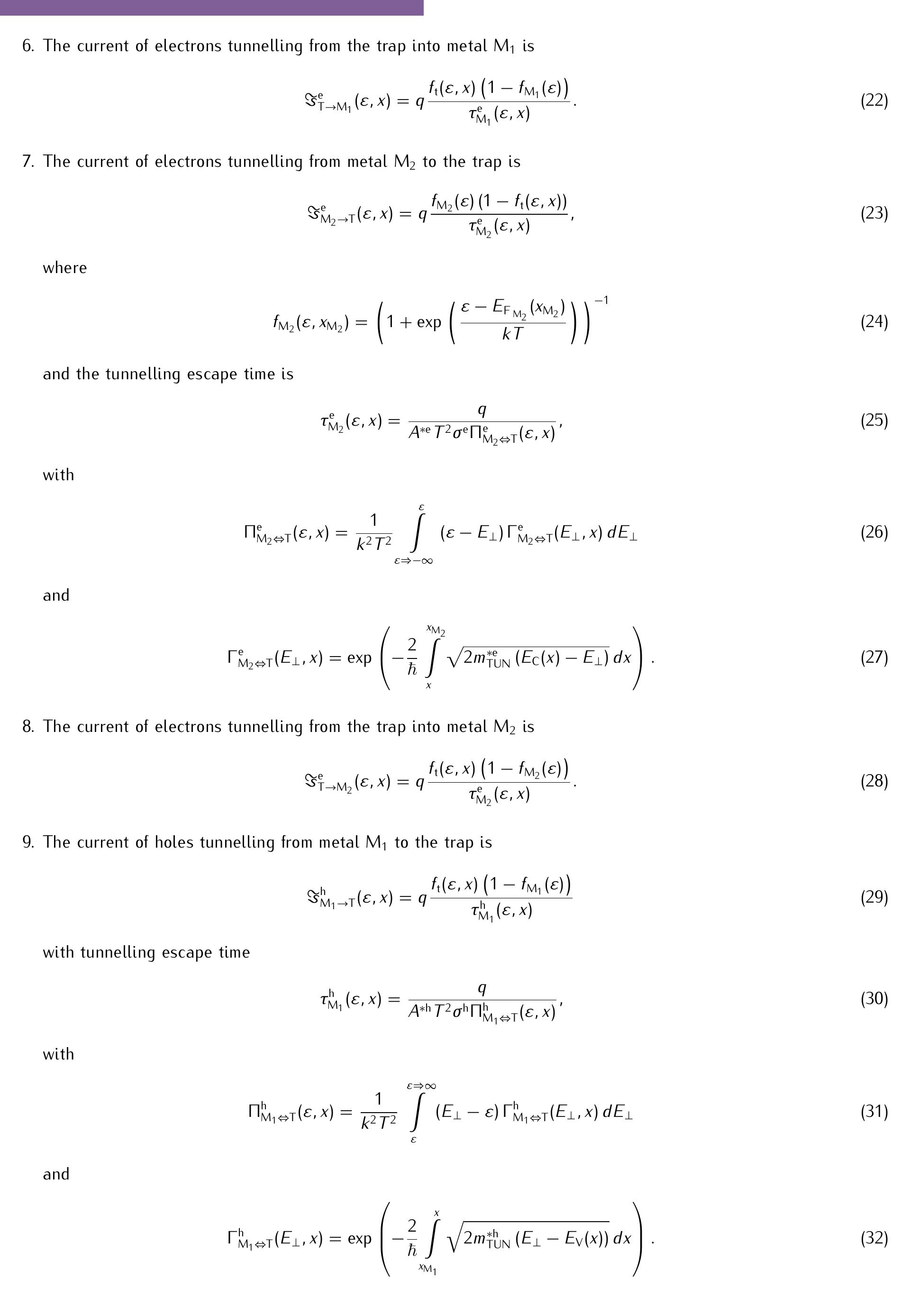 Table 1 - Trap-assisted tunnelling current in MIM structures