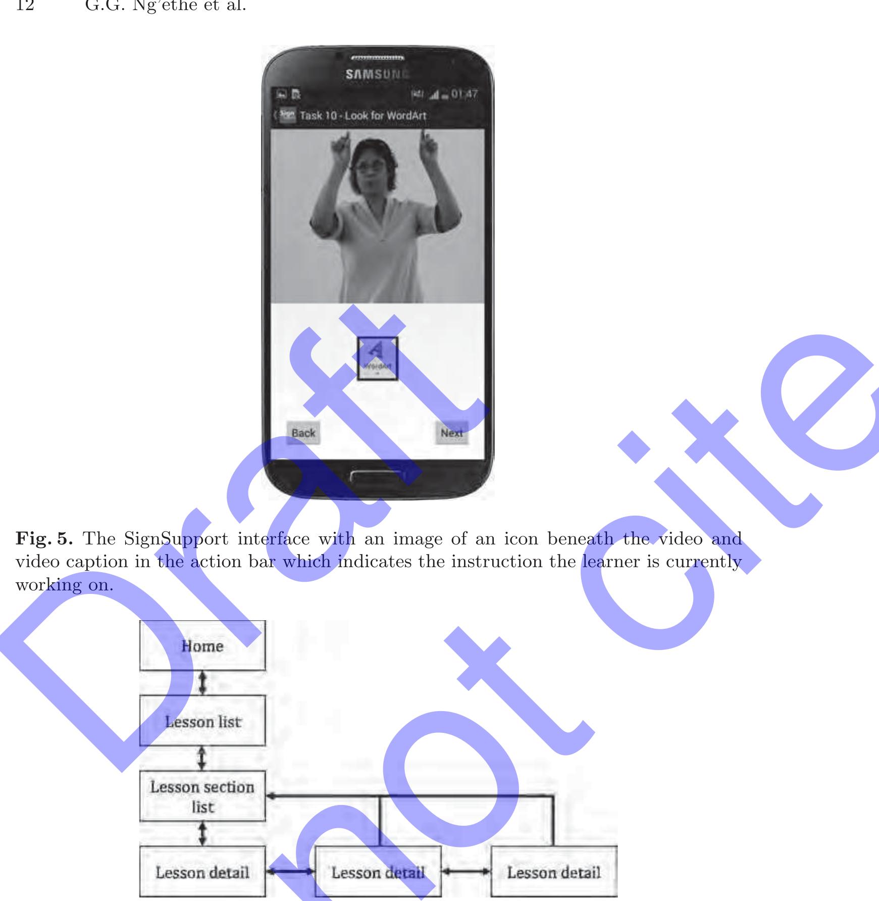Fig. 6. User interface navigation on the mobile prototype of SignSupport. The boxes represent the different screens the user interacts with and the arrows indicate the direction of navigation between the screens. 
