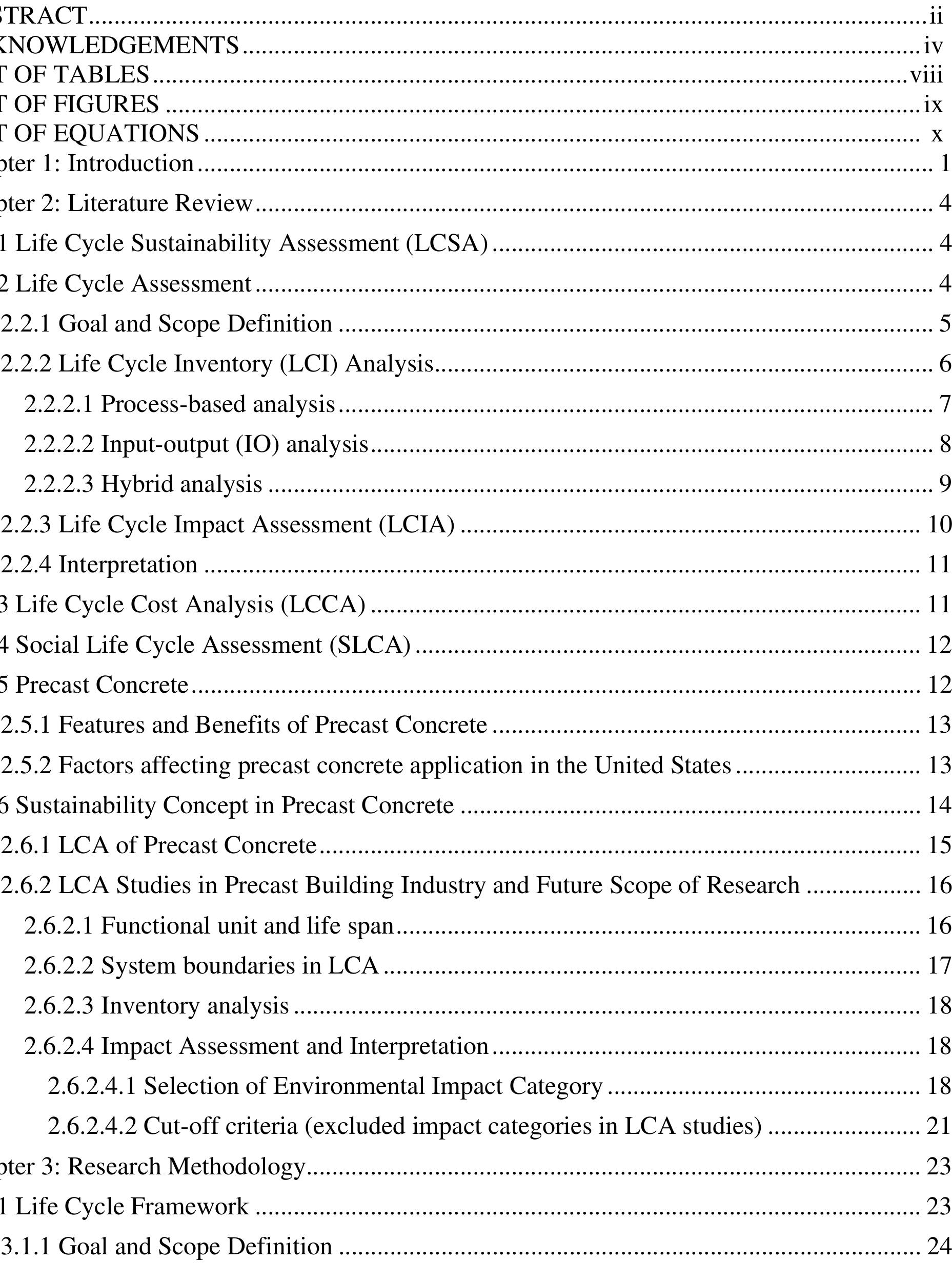 Table 1 - Comparative life cycle assessment (LCA) and life