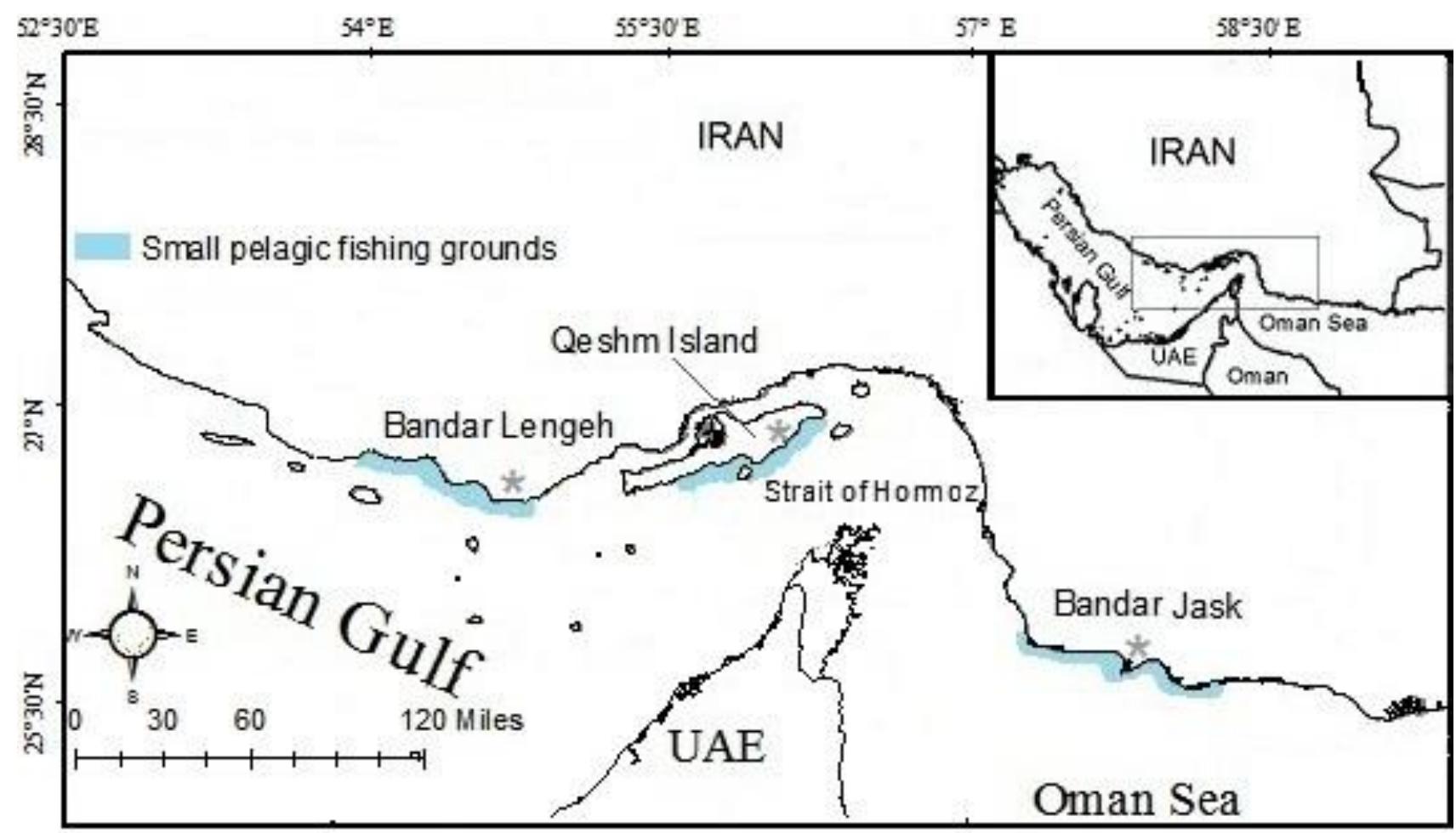 Map of the study area in the persian gulf and oman sea a