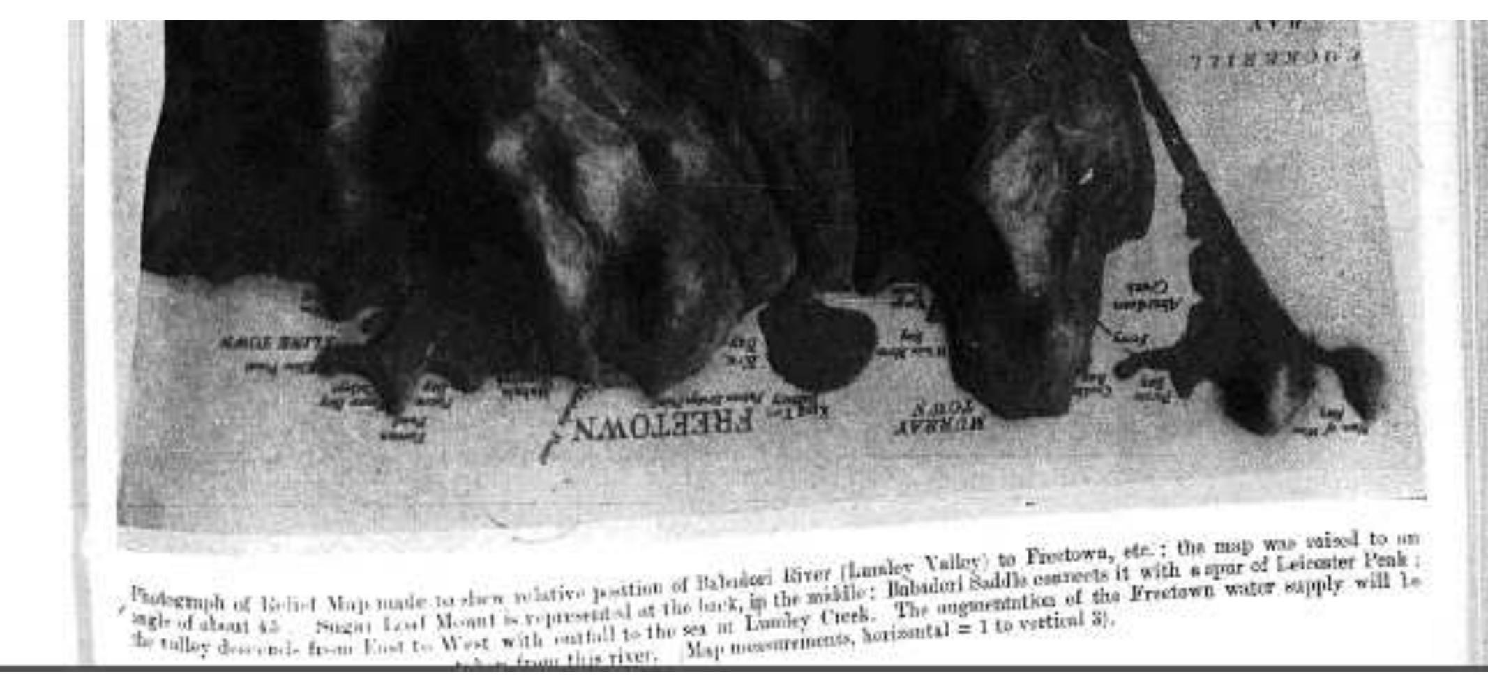 Figure 4: A map of the Sierra Leone coast from a 1911 British Annual Report. Note the competing directions of the written text.  Conclusion 