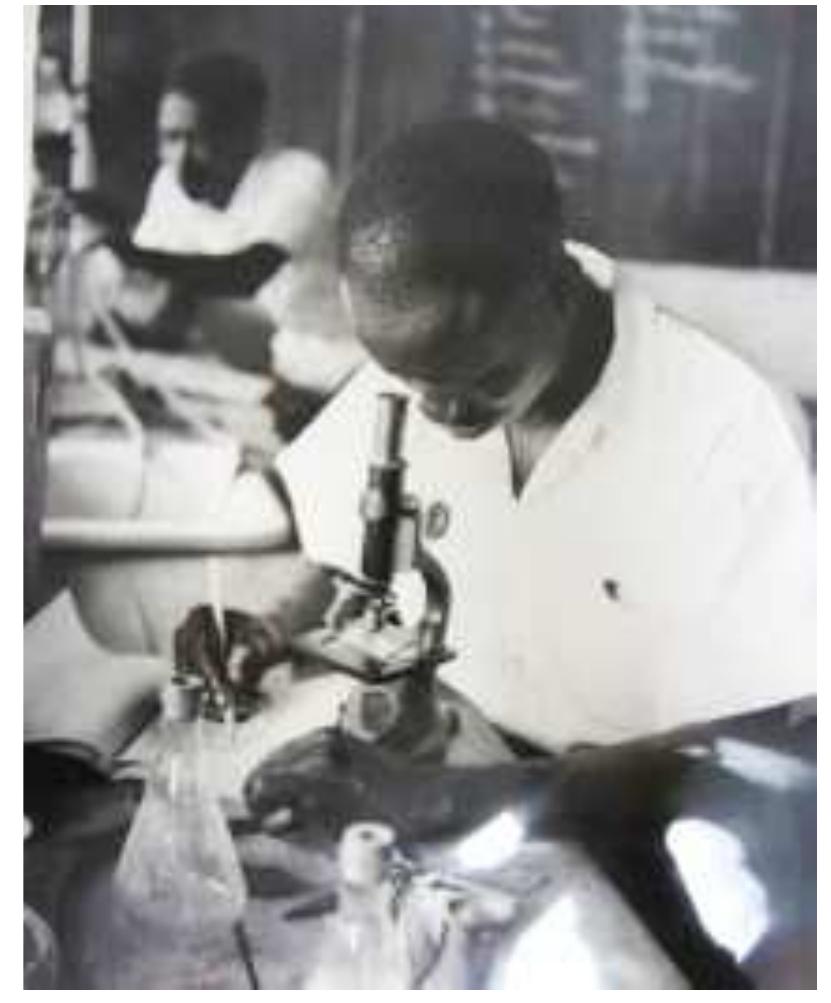 Figure 9 Student Bendu doing microscopic work  played during the move towards African independence and the end of formal empire. 