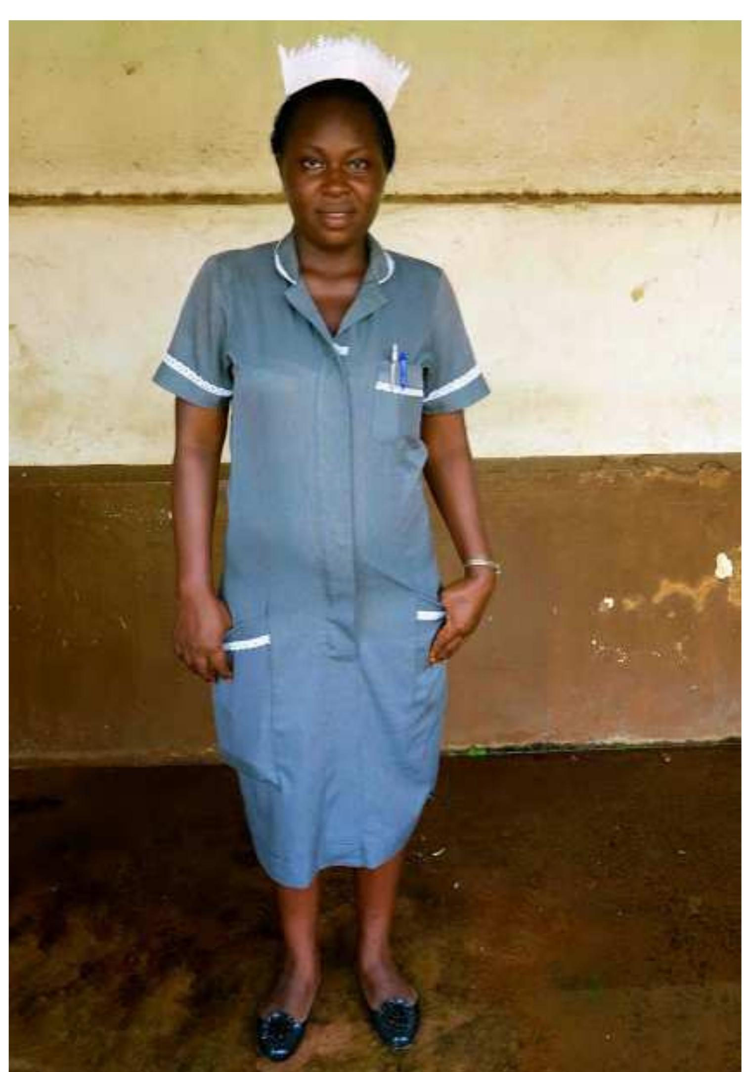 Figure 14 “As a fully trained state enrolled community health nurse Adiatu has also broken free of the blue and white and now wears a grey uniform with lace edged and white hat to work each day.” 