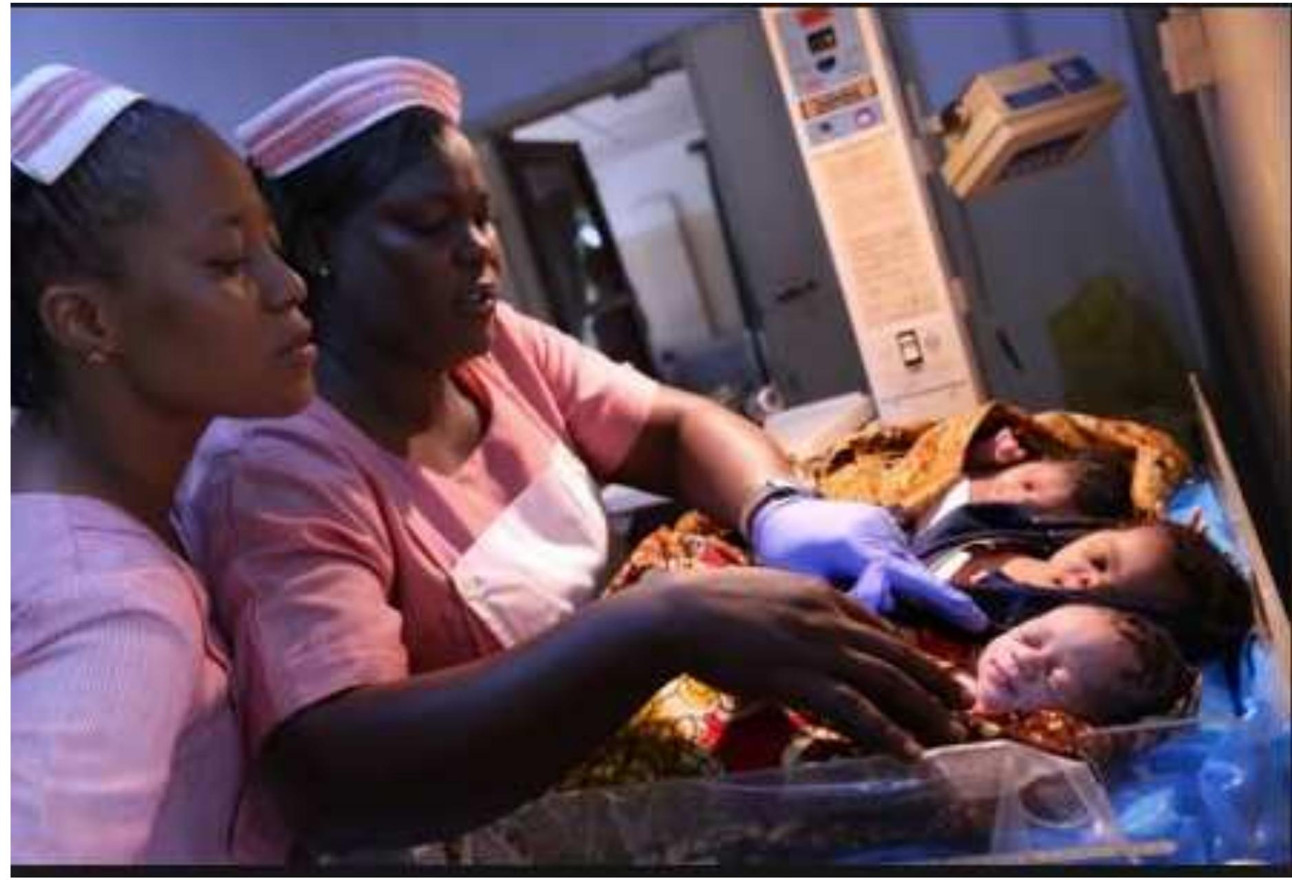 Figure 19: Student nurses tend to neonates on display at the Resuscitaire 