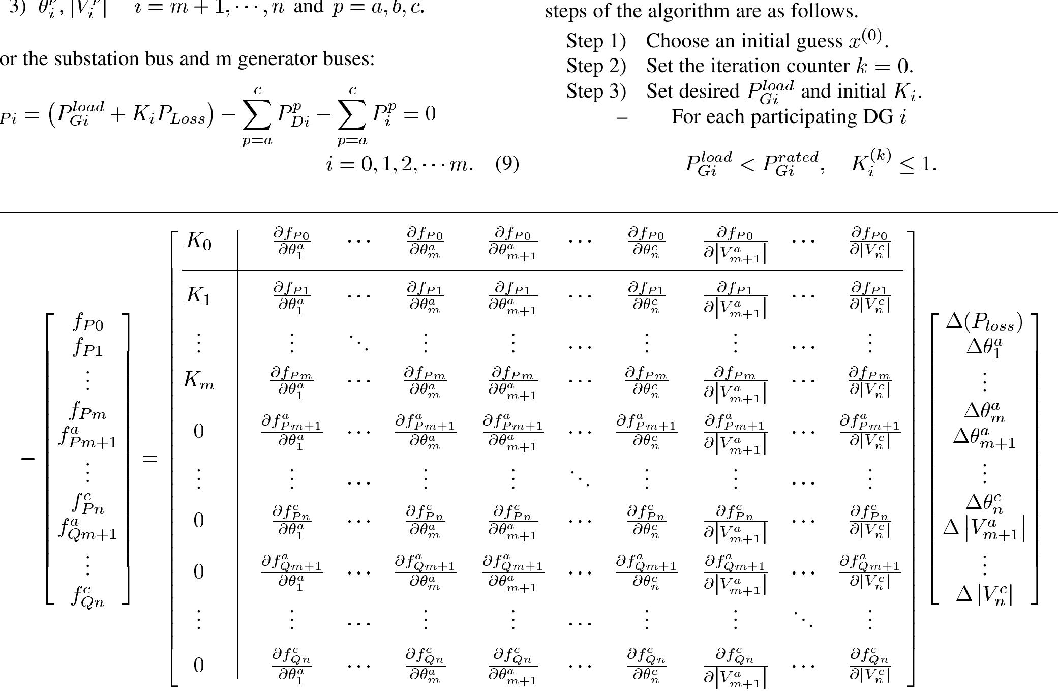 Table 1 - A Network-Based Distributed Slack Bus Model for