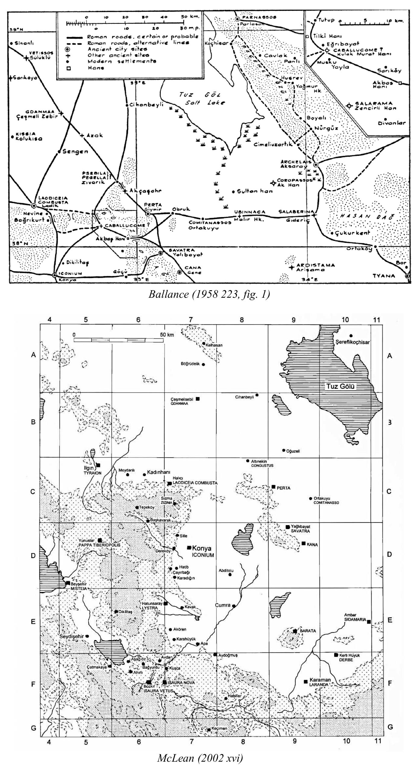 angrenzen; stidlich von diesen folgen die Obizener und ein Teil Lykaoniens; bei ihnen liegen die Stadte: Petenessos (Petenissos)/Kozanli; Ekdaumava/Cesmelisebil; Sivata; Ardistama/Aksaray; Kinna/Karahamzili; Kongustos/Altinekin;  Tetradion (Tetrarion); das «verbrannte» Laodikeia/Ladik” (Stiickelberger and Grasshoff 2017 V 507). Cf. Miiller (1883 II 855). Cf. BATL 63 980: “area of Laodikeia (Katakekaumene) and Perta.” 
