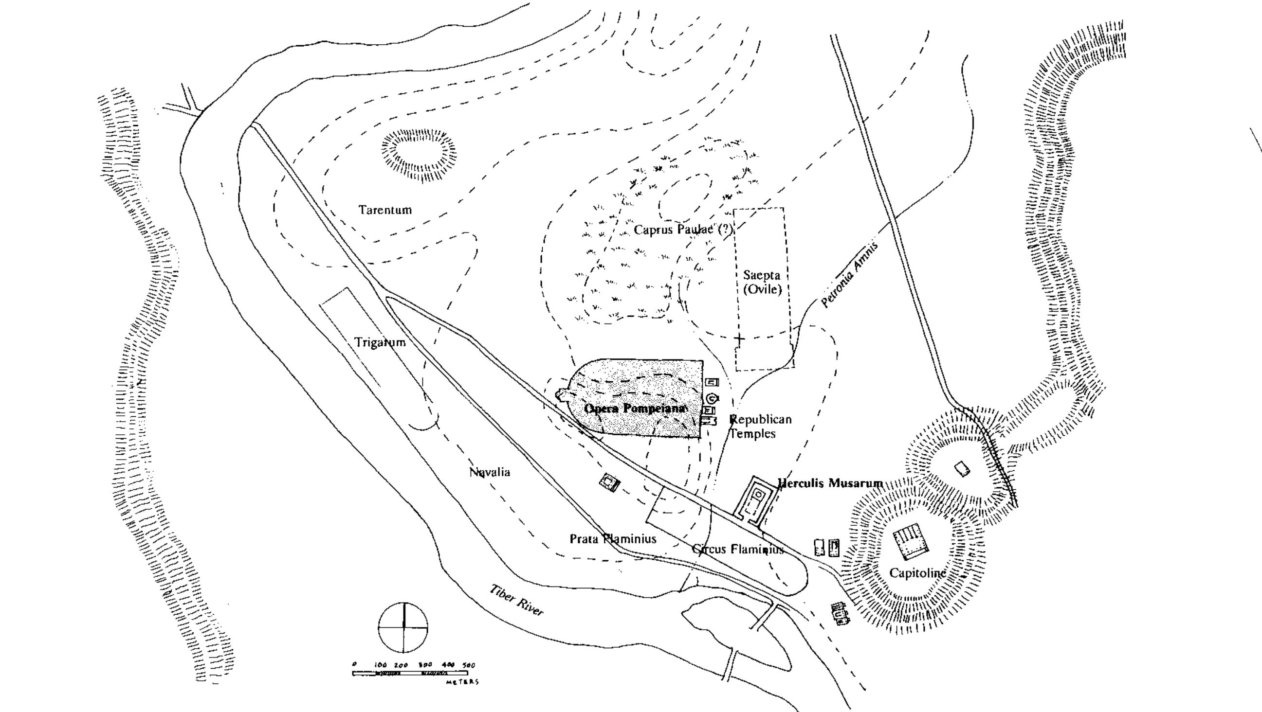 FIGURE 4. The Campus Martius in the mid-first century Bc at the time of the construction of the Opera Pompeiana. 
