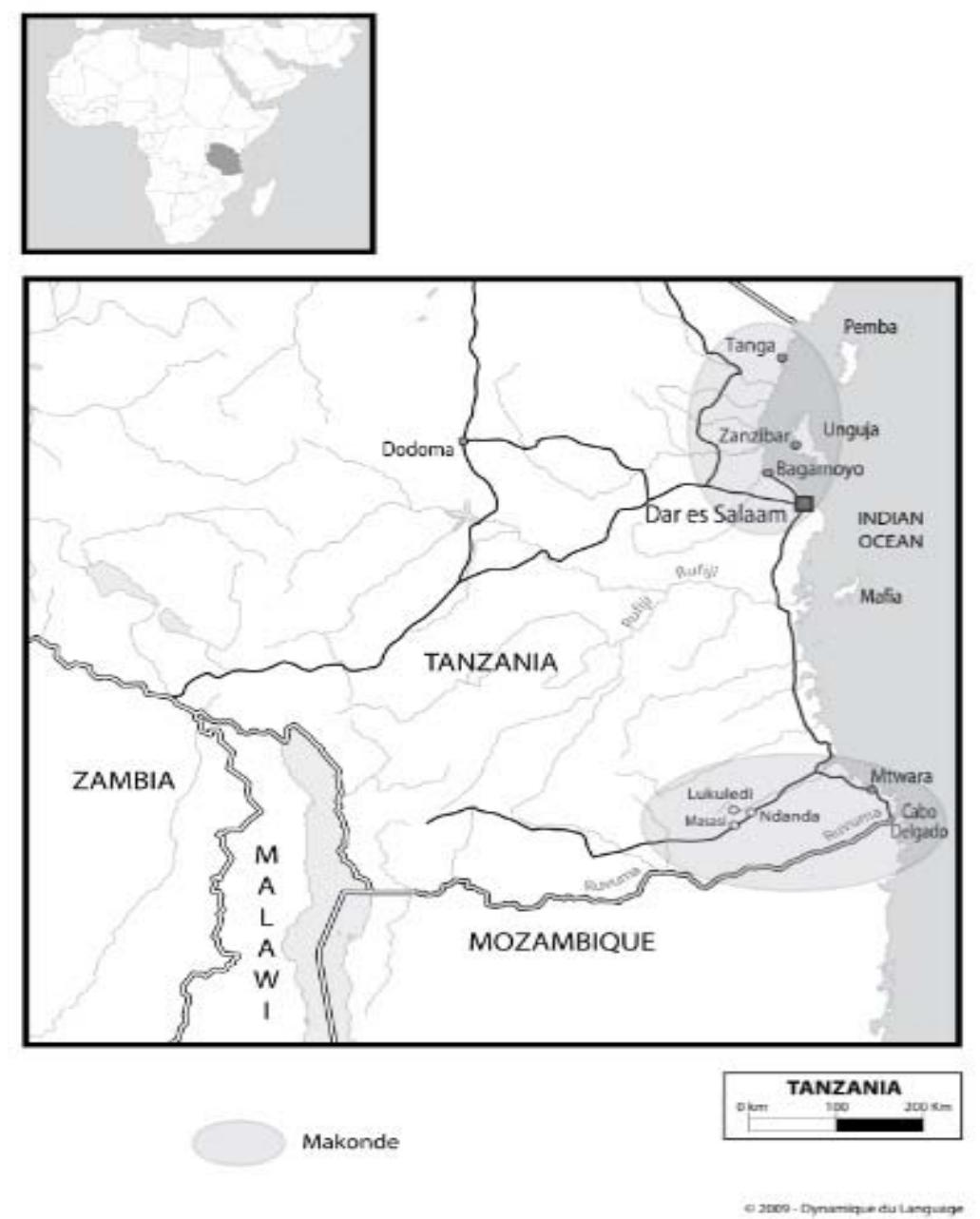 Figure 1: Map of the Makonde speaking area’ 