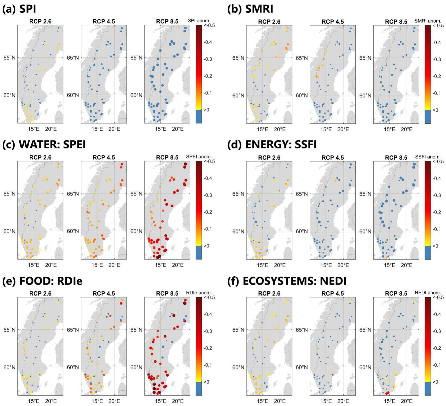 Anomalies in average 12-month drought indices for the period