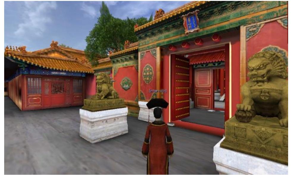 Similarly, The Forbidden City: Beyond Space and Time (IBM 2008) was an educational VR game where players can interact as avatars and explore the Forbidden City in Beijing, China as it was during the Qing dynasty (1644-1912, see Figure 9). This initiative was a partnership between the Palace Museum and IBM, utilising a ‘Second Life’- like world and built using a Torque game engine. 