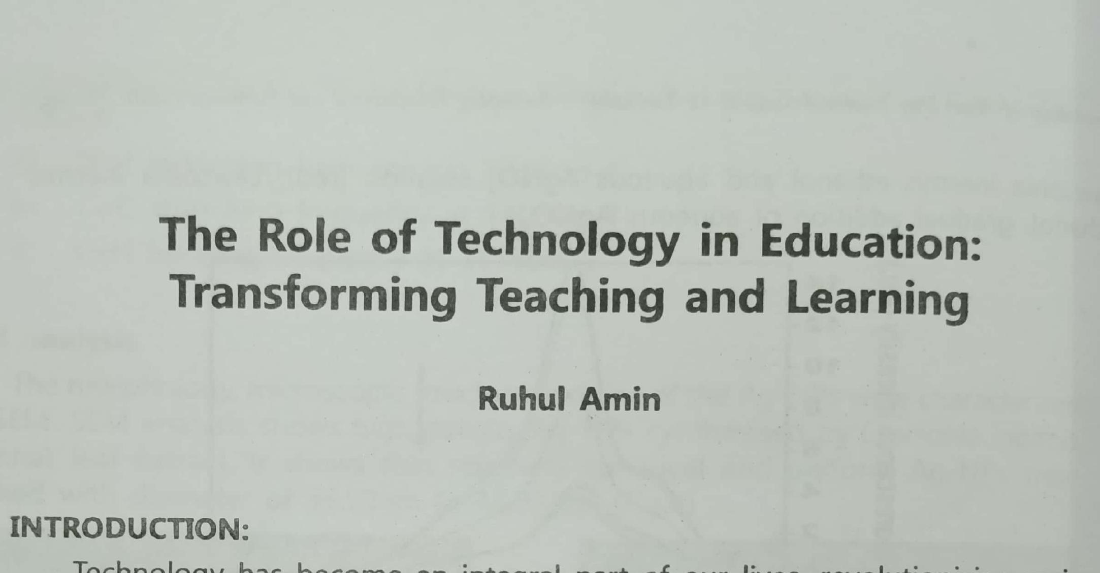 (PDF) The Role of Technology in Education: Transforming Teaching and ...
