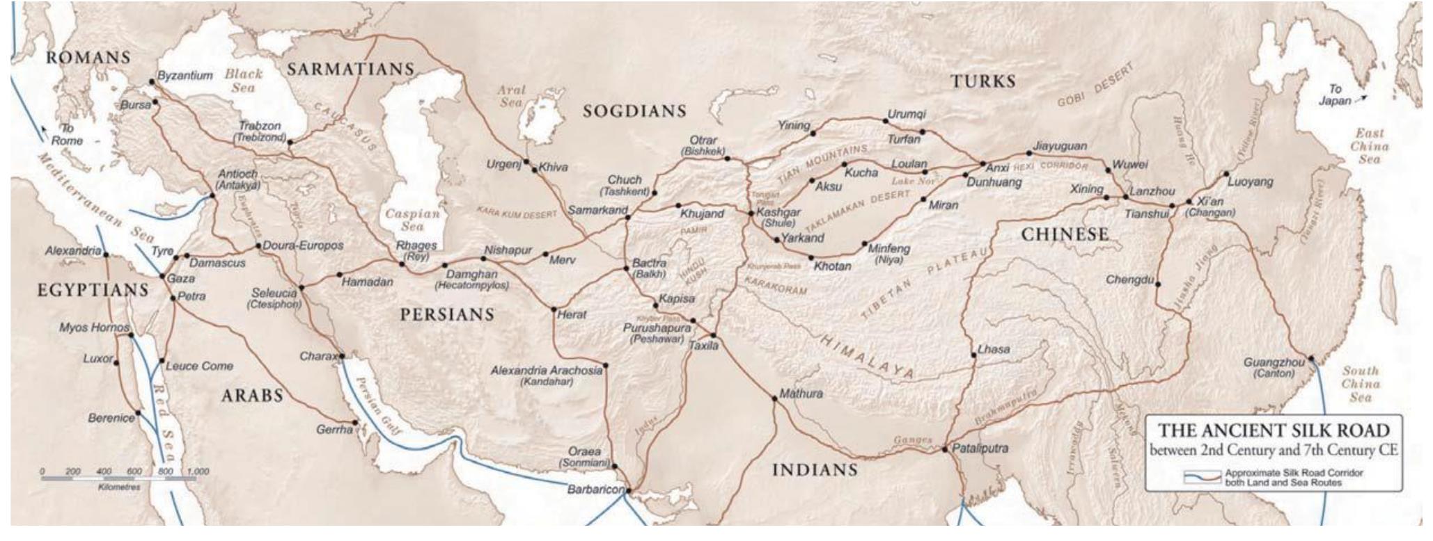 The silk road was the epicentre of one of the first waves of