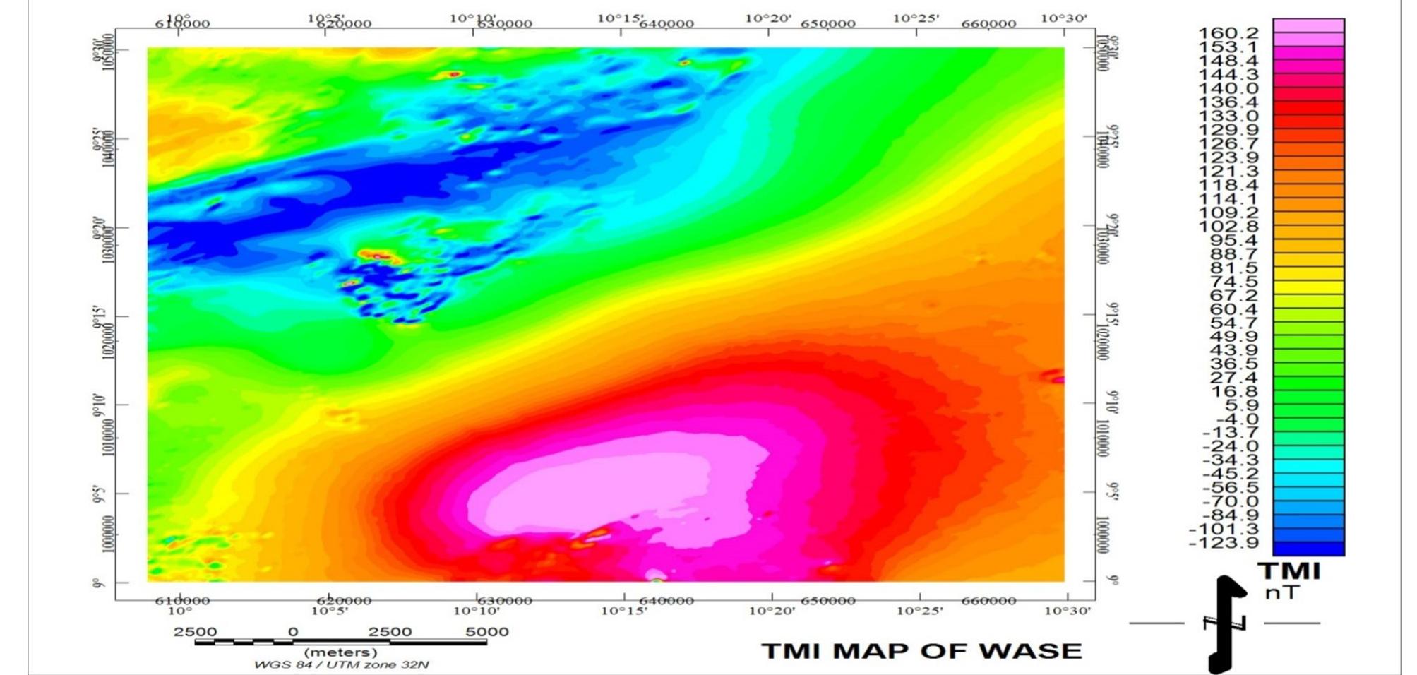 The total magnetic intensity map of wase age ss the tmi