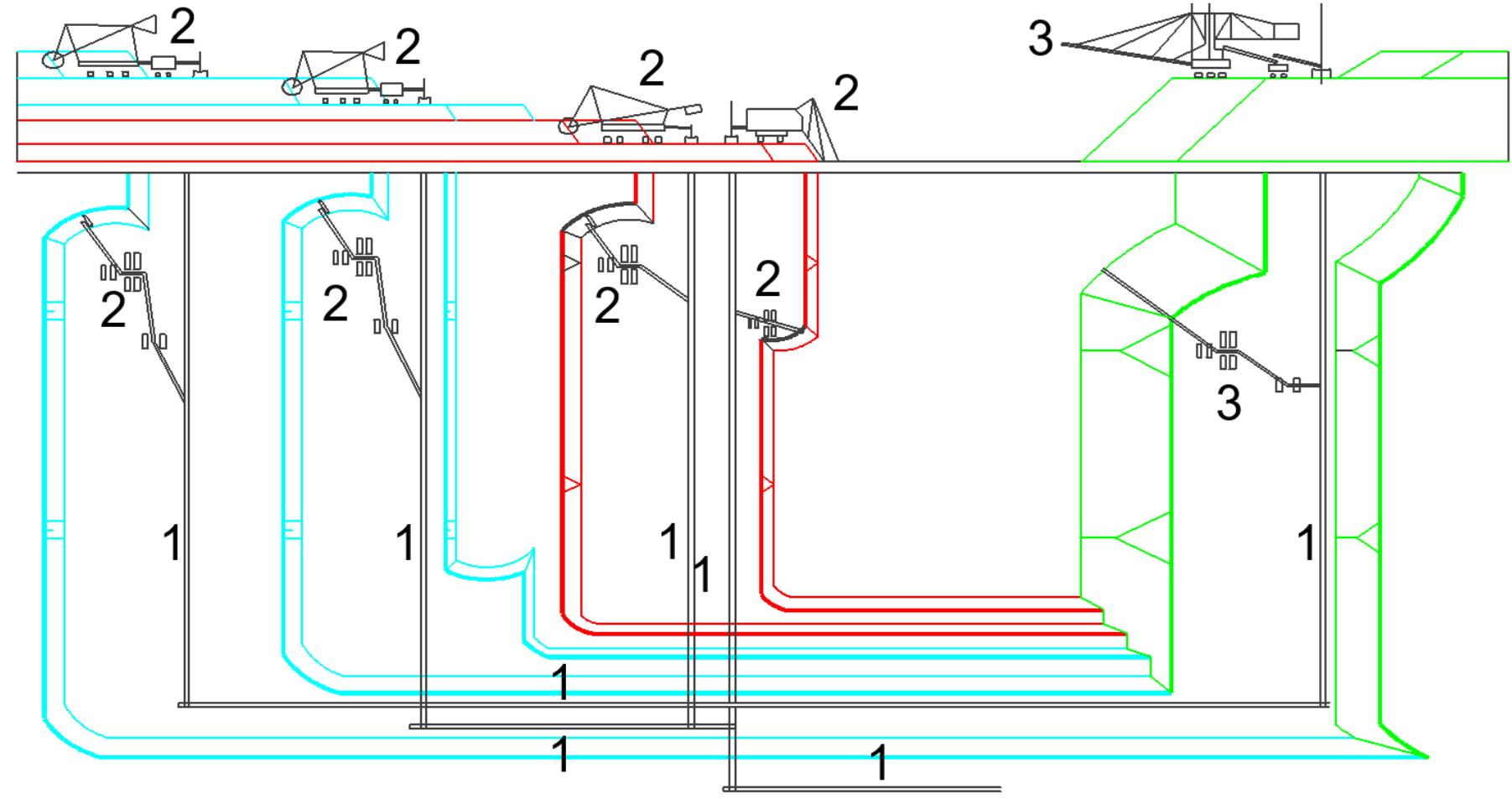 Schematic cross-section and a plan view of the lignite