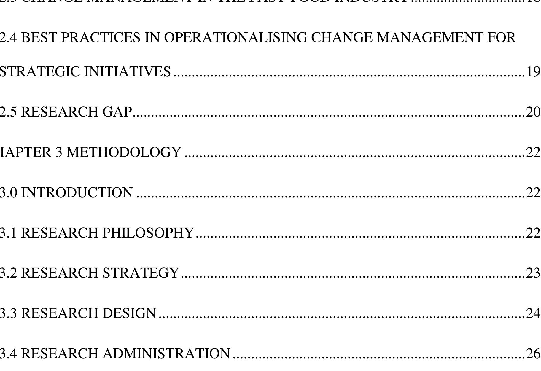 Table 1 - Operationalising Change Management for Strategic