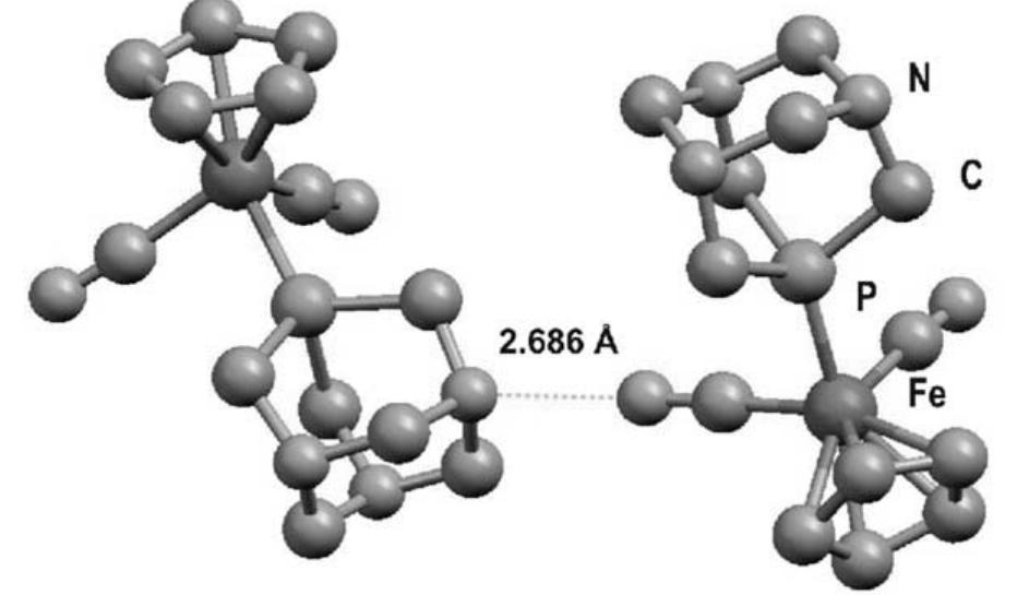 Crystal structure of cpfe(cn)2{pta(h)}. adapted from [39].