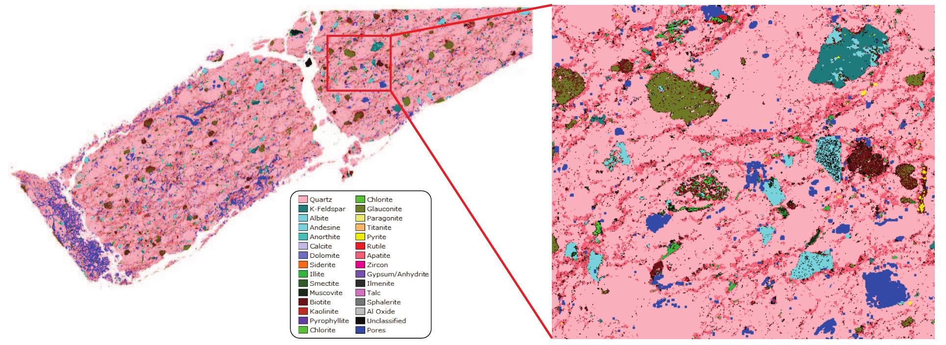 Stone Composition Map Original mineral map (left) and portion of the map zoomed in