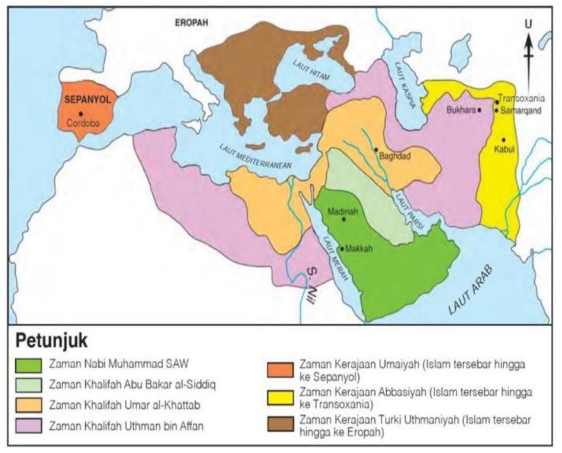 Map 4: The map of the spread of Islam 
