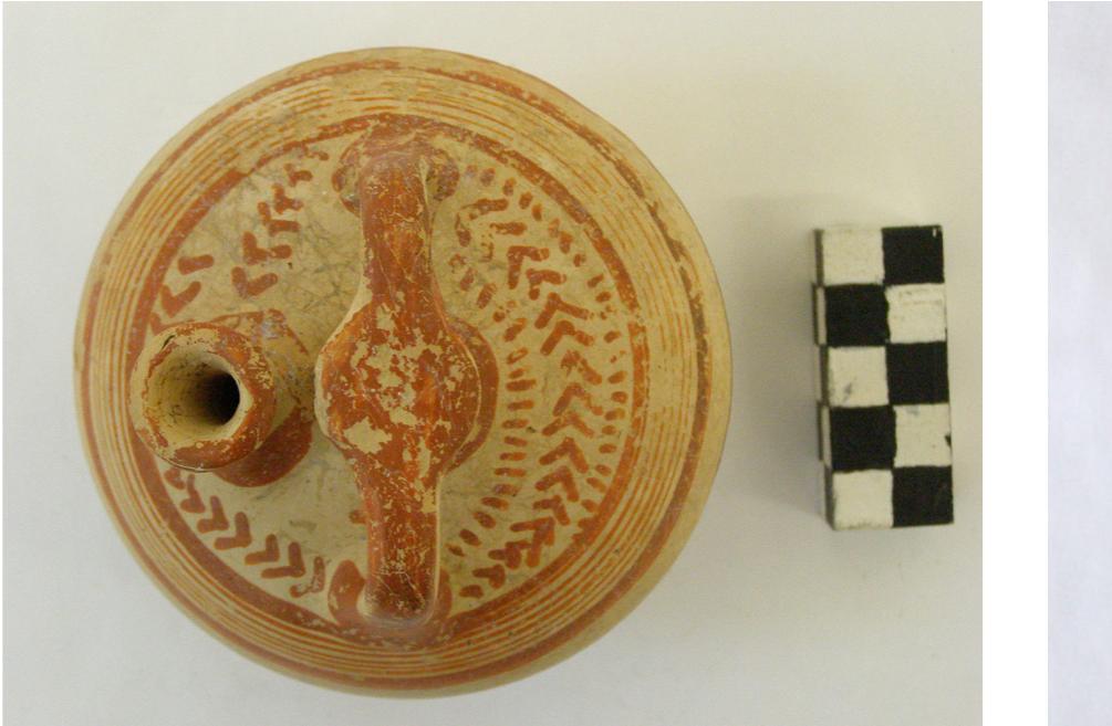 Fig. 11. 642 stirrup jar from Olympia with monochrome false mouth disc.  Fig. 9. 1 732 — FS 182 stirrup jar from Olympia. 