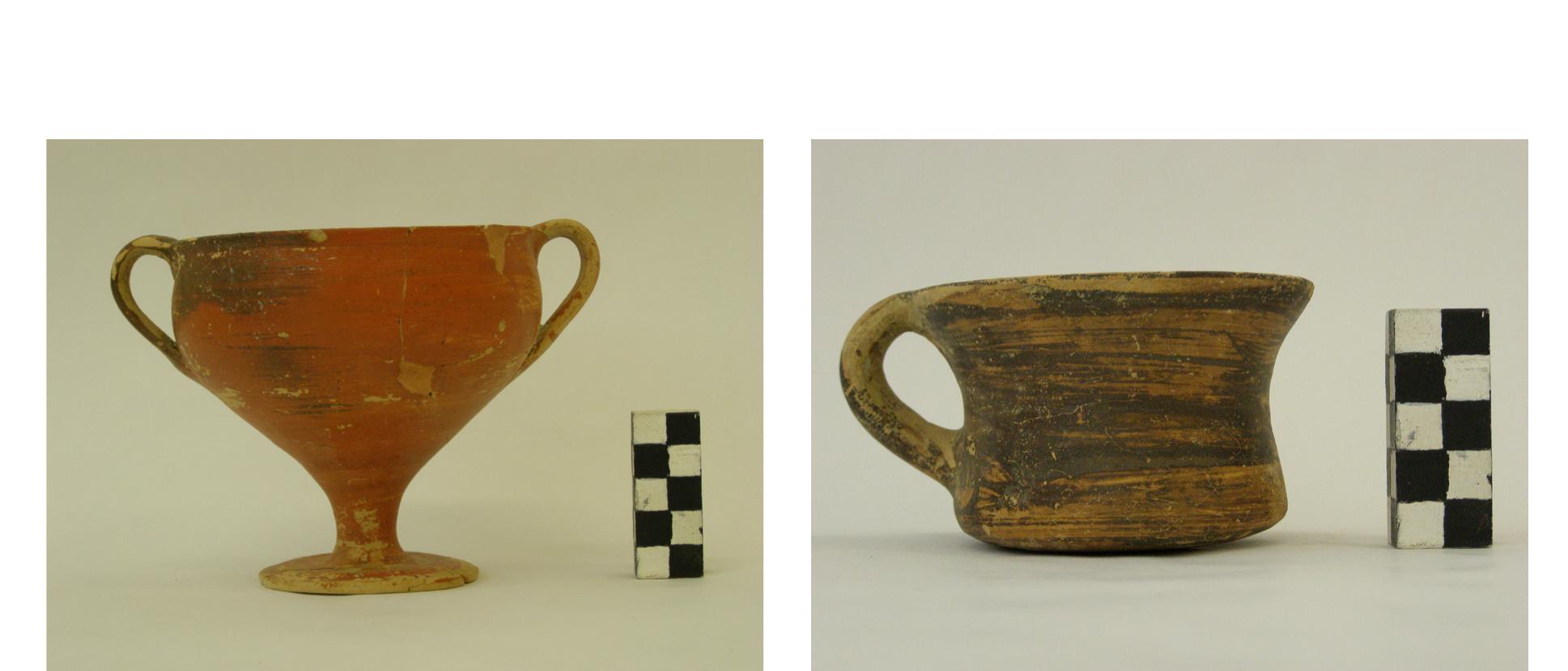 Fig. 65. 1 316 mug from Stravokefalo.  Fig. 64. t 236 kylix from Makrissia.  Fig. 62. 170 Conical rhyton from Samikon (photo from Mountjoy 1999). 