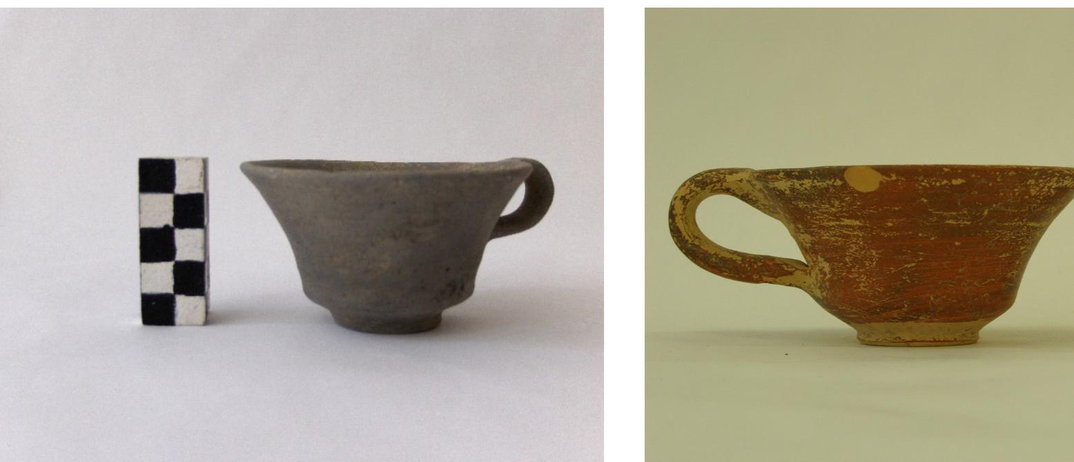 Fig. 67. 1 337 spouted conical bowl or kalathosfrom Stravokefalo.  Fig. 66. m 12288 deep bowl from Strefi. 