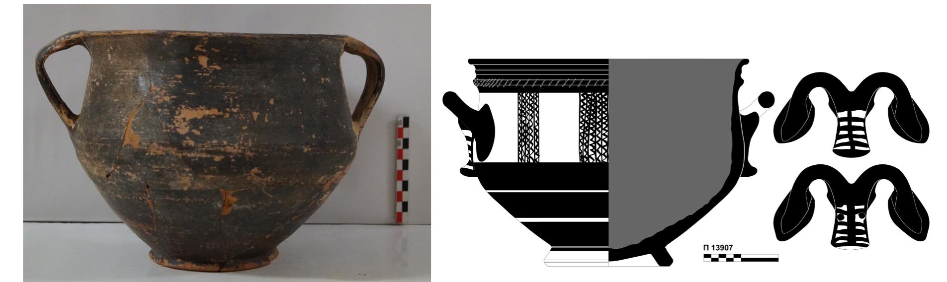 Fig. 100. I113907/I1085 krater from Ag. Georgios of Persaina.  Fig. 99. 1113903/T1081 krater from Ag. Georgios of Persaina.  Fig. 98. I113910/11088 deep bowl from Ag. Georgios of Persaina.  Fig. 97. 1113914/11092 multiple vessel from Ag. Georgios of Persaina. 