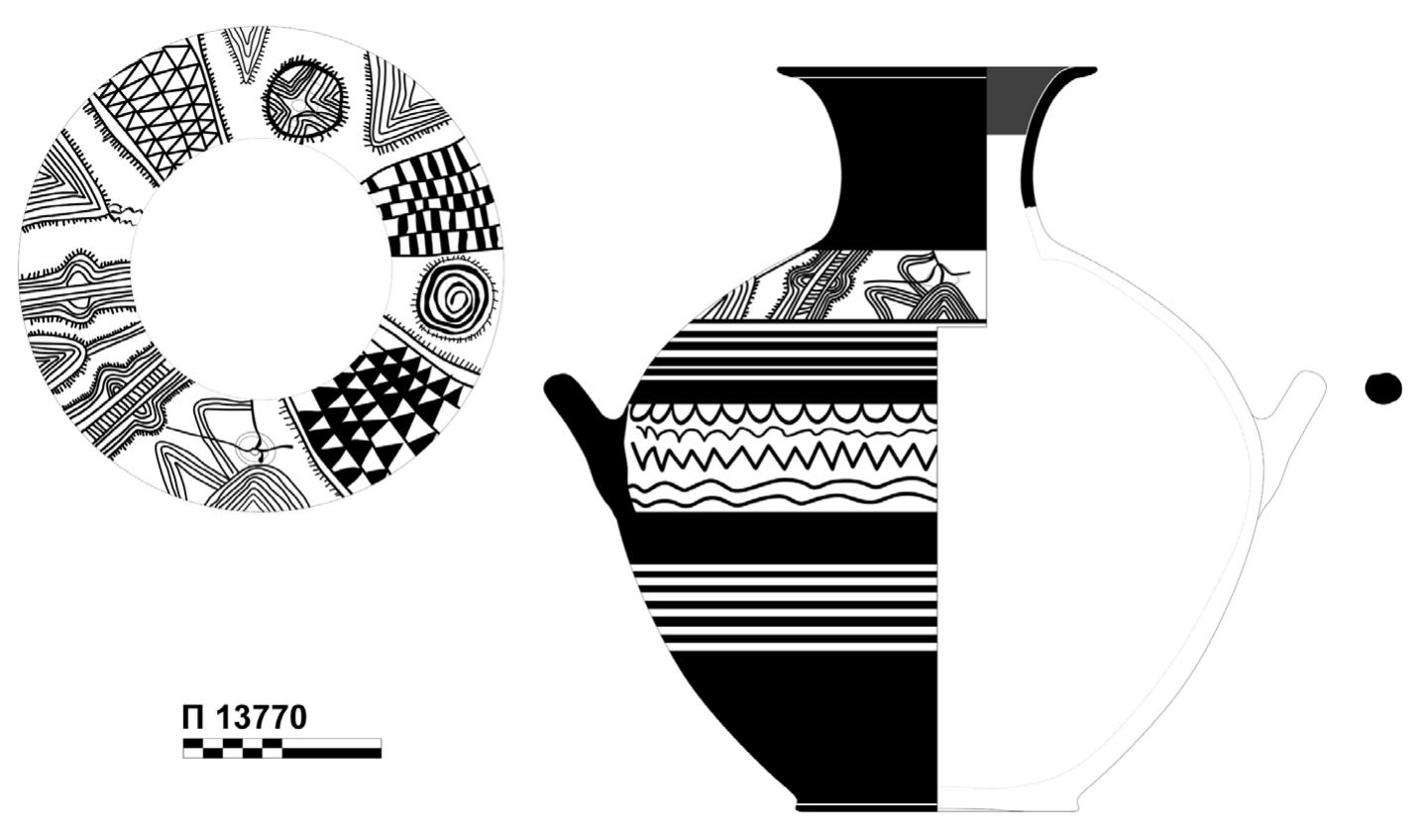 Fig. 123. I113770/I1165 amphora FS58 from Ag. Georgios of Persaina.  Fig. 122. 1113785/I1053 stirrup jar from Ag. Georgios of Persaina. 