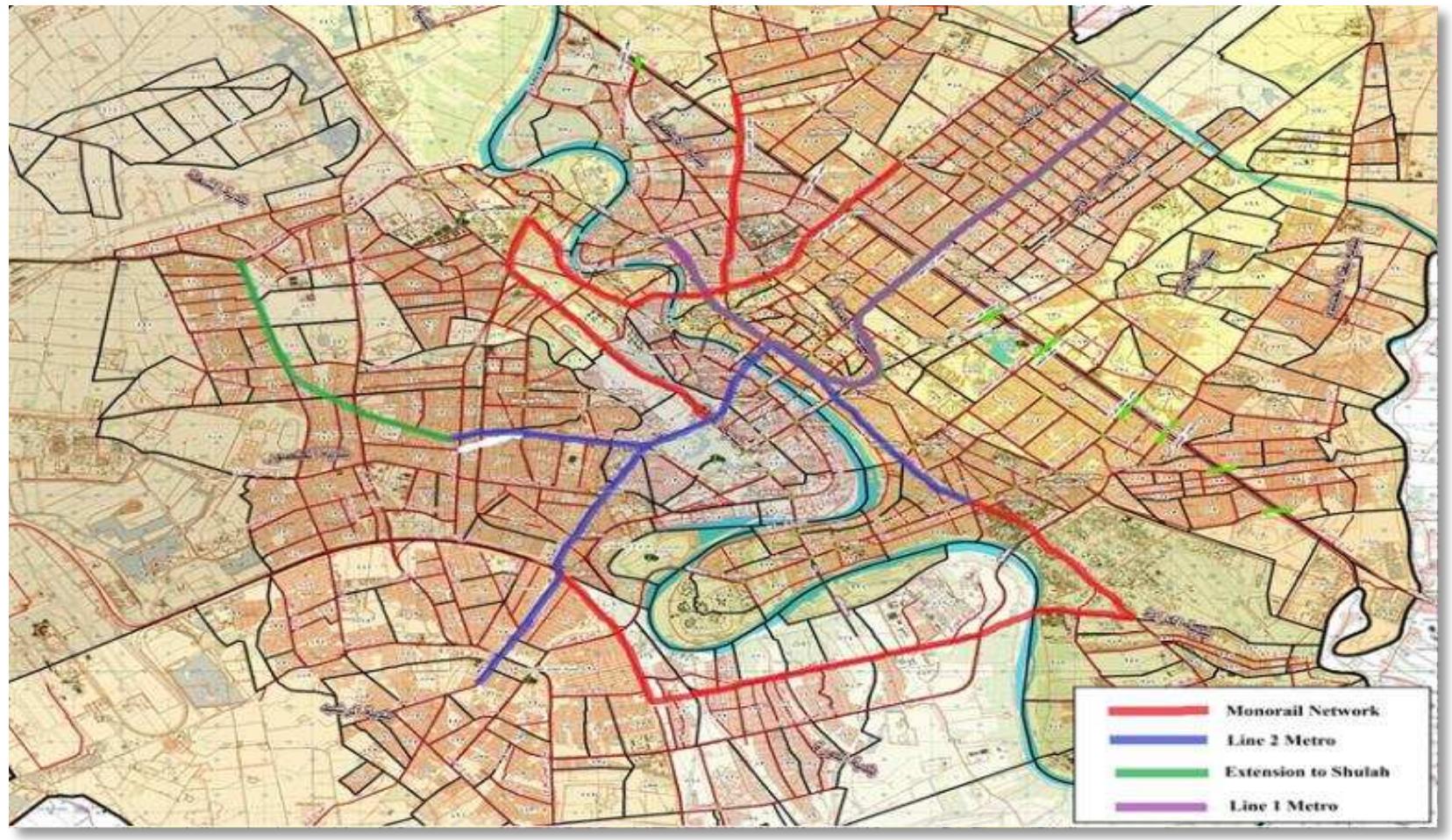 Figure 8 - A Gis-Assisted Optimal Baghdad Metro Route