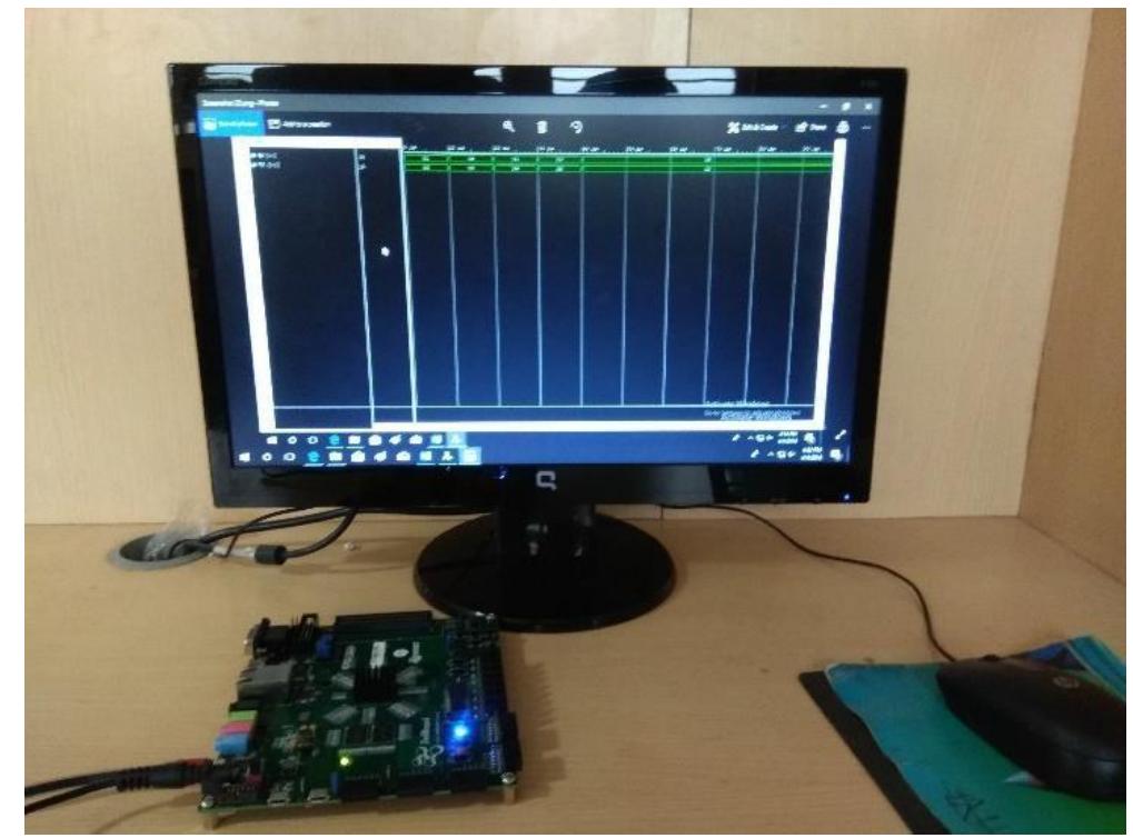 Figure 8 Hardware setup of FPGA implementation for 32 bit multiplier Table 1: Performance comparison of 32 bit Multipliers