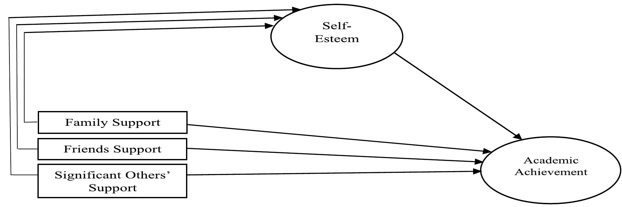 Schematic representation of path coefficient values for the