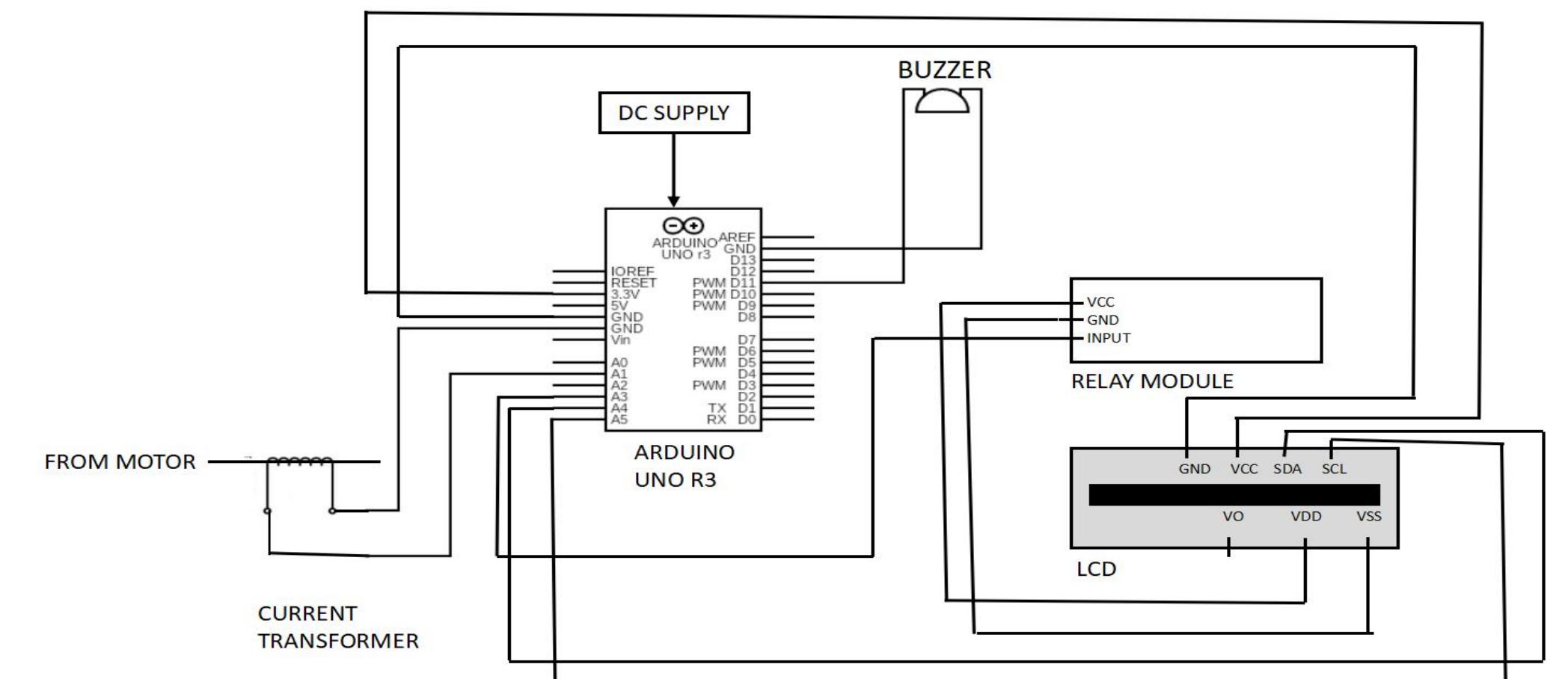 Circuit diagram of overload protection circuit using arduino
