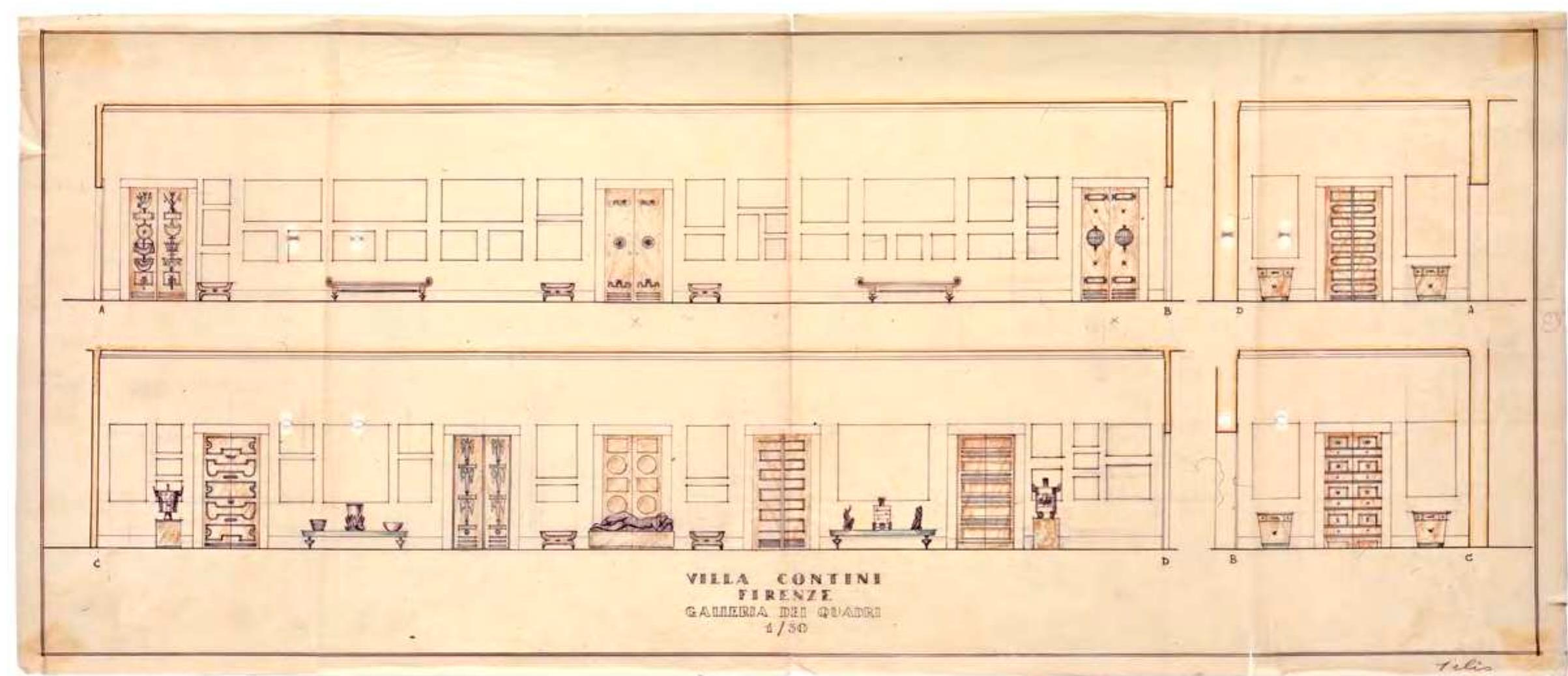 28 Gio Ponti, Villa Contini, Firenze, galleria dei quadri, 1931 ca  Gio Ponti, Villa Contini, Firenze, picture gallery, 1931 ca. Gio Ponti Archives, Milano 